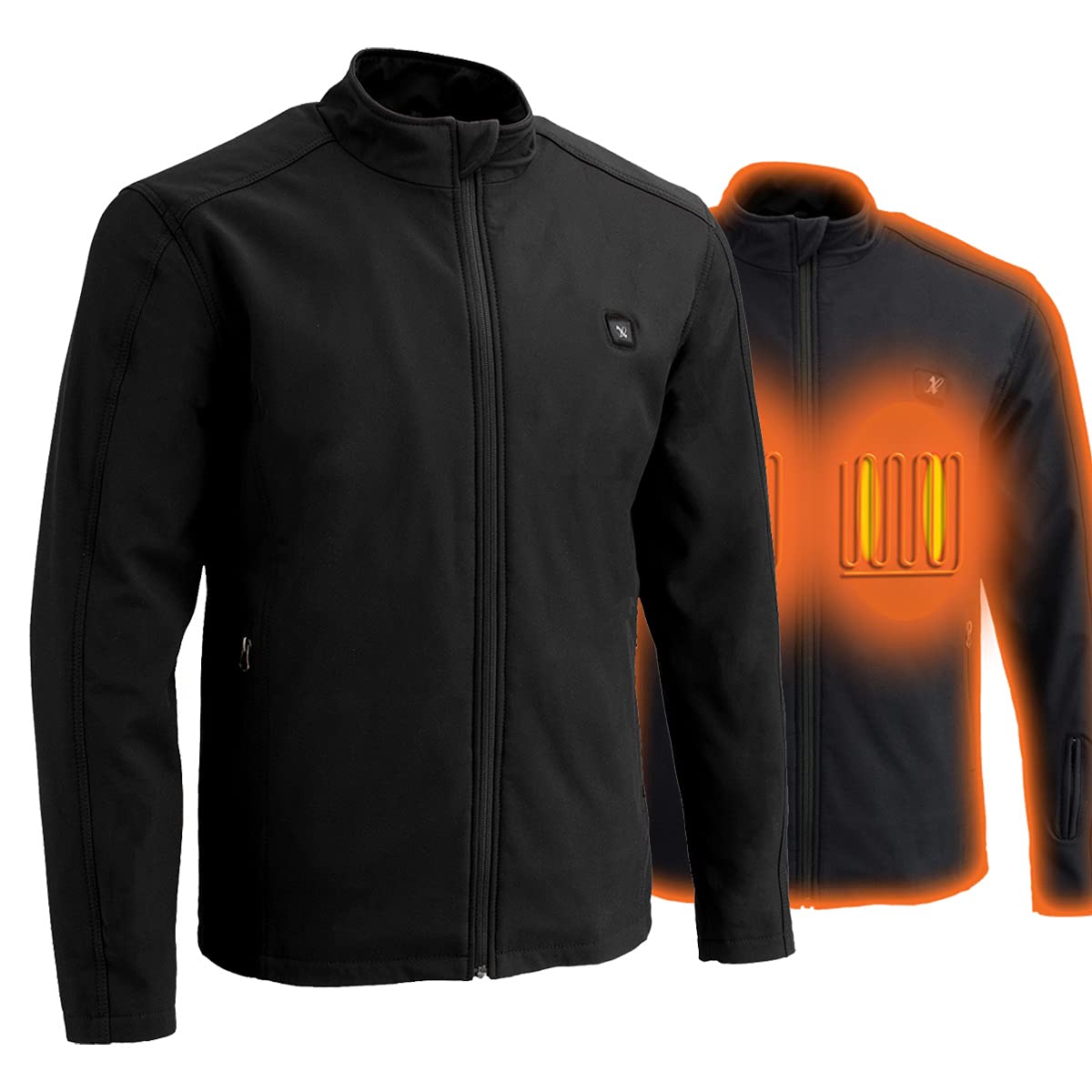Nexgen Heat Men's Soft Shell Jacket with Zipper Front & Heating Elements - Includes Portable Battery Pack for Outdoor Winter Activities, Hiking, and Cold Weather Protection