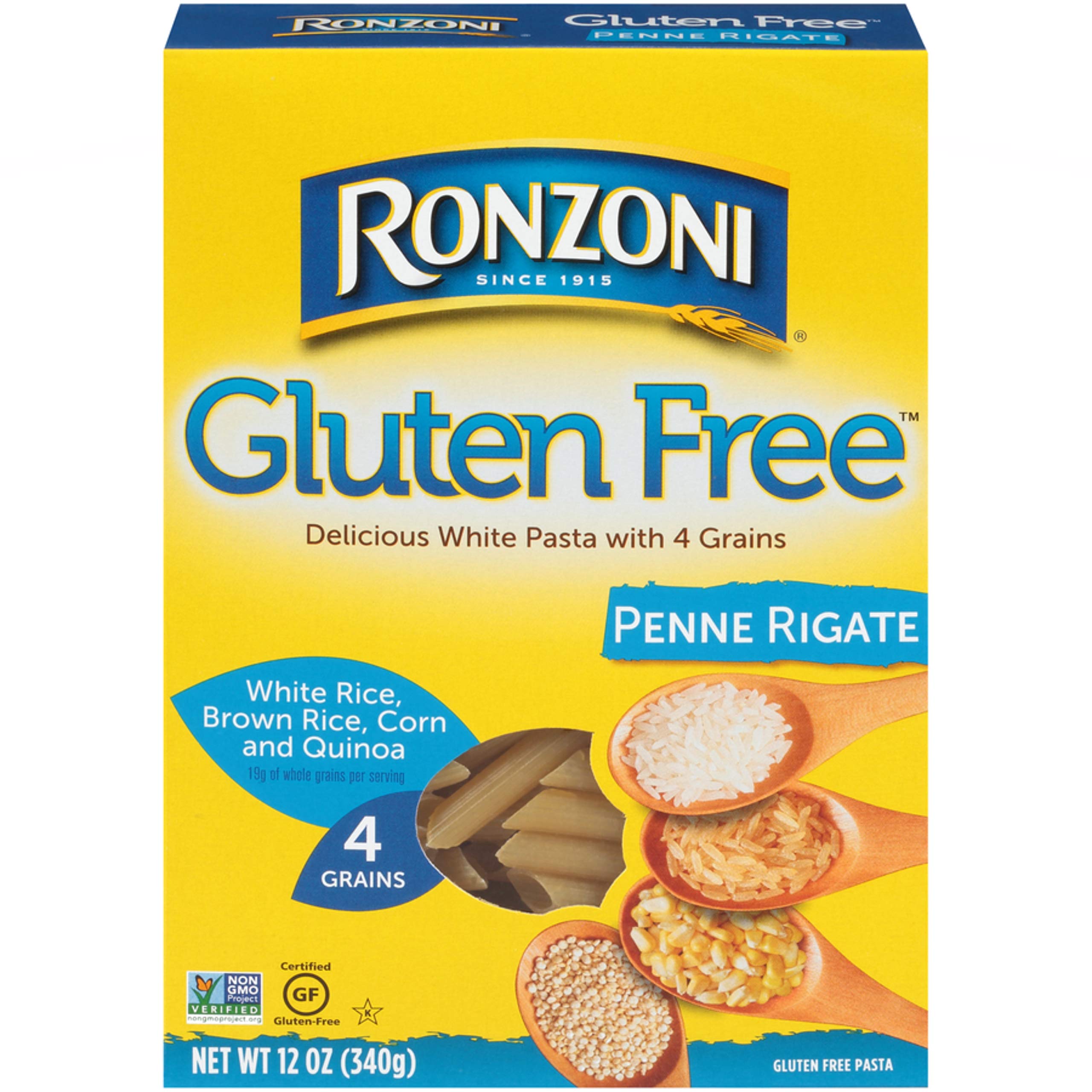Ronzoni Gluten Free Penne Rigate Pasta - 12 oz (Pack of 4) | Organic Wheat-Free Italian Pasta for Healthy Cooking | Perfect for Salads, Casseroles & Family Dinners