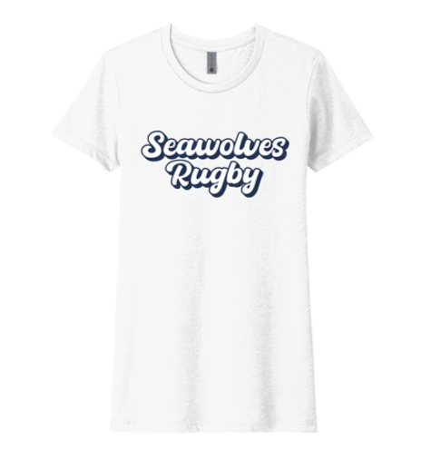 Seawolves Women's Rugby T-Shirt - White Cotton Jersey for Training & Fan Support - Perfect for Game Days, Workouts, and Casual Wear