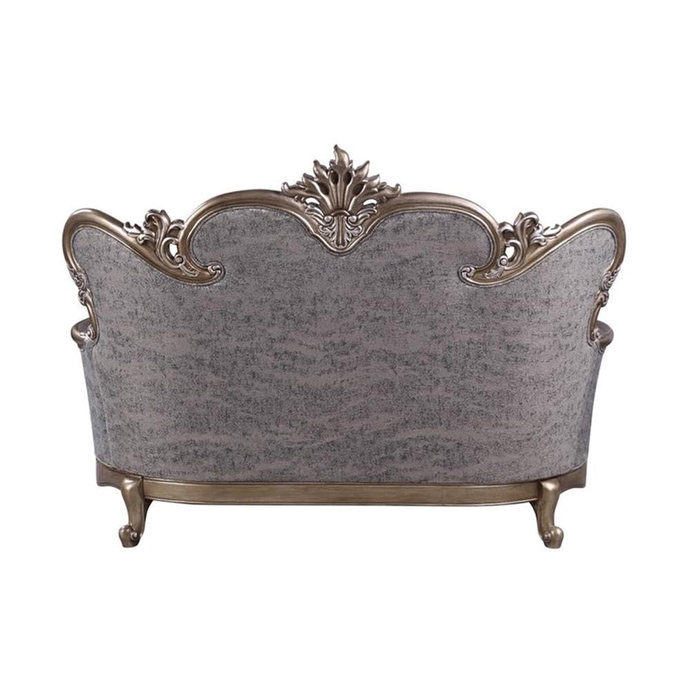 Acme Elozzol Loveseat with Pillows - Fabric & Bronze Finish for Living Room
