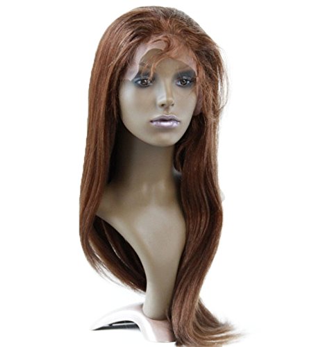 DaJun 100% Virgin Remy Human Hair Front Lace Wig - #4 Light Brown Yaki Texture | Natural Look for Daily Wear, Cosplay & Special Occasions