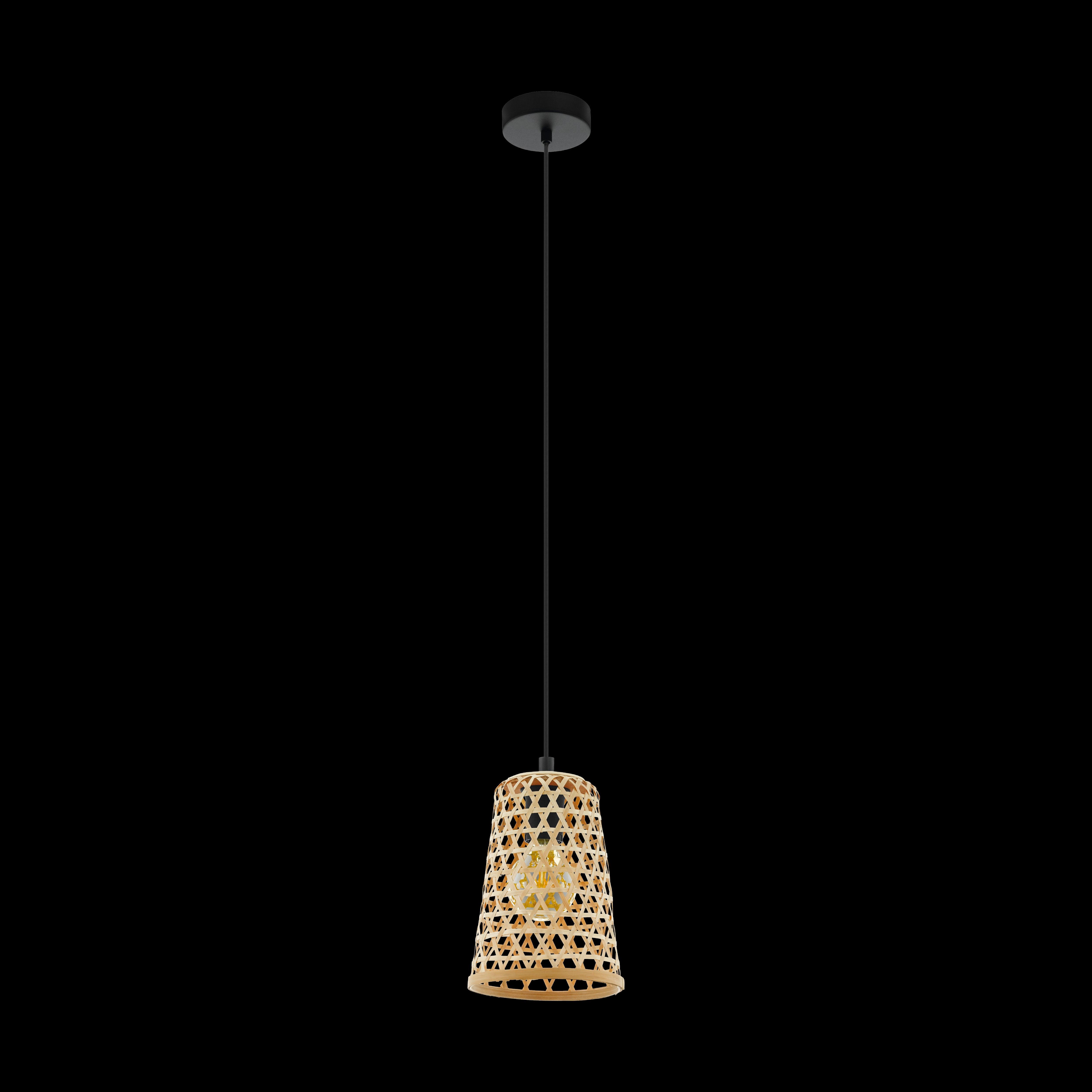 Eglo Claverdon Rattan Wicker Ceiling Pendant Light - Funnel Shaped Natural Fiber Chandelier for Dining Room, Kitchen, or Bedroom Lighting