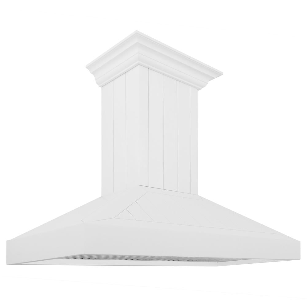 ZLINE 48 Inch Wooden Wall Mount Range Hood - Shiplap Bright White Finish (KPWW 48) | Modern Kitchen Ventilation for Home Cooking & Baking