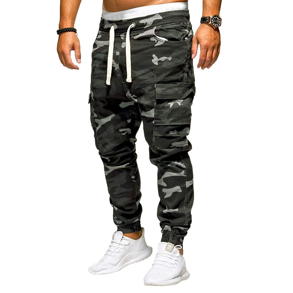 Men's Loose Fit Camouflage Pocket Jeans - Tooling M-4XL Hip Hop Harem Pants for Casual Wear & Street Fashion