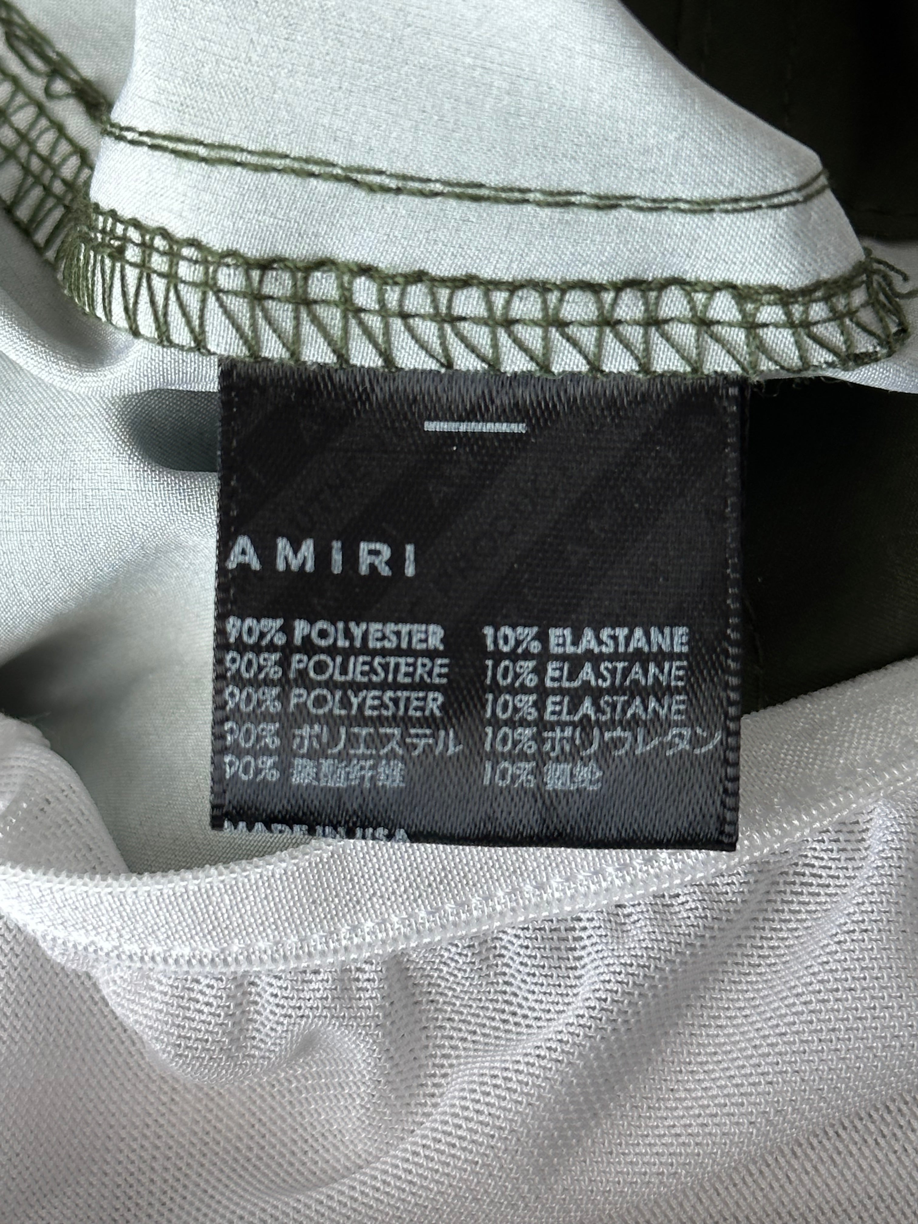 Amiri Men's Military Green & White Core Logo Swim Shorts - Quick-Dry, Comfortable Swimwear for Beach, Pool & Summer Vacations