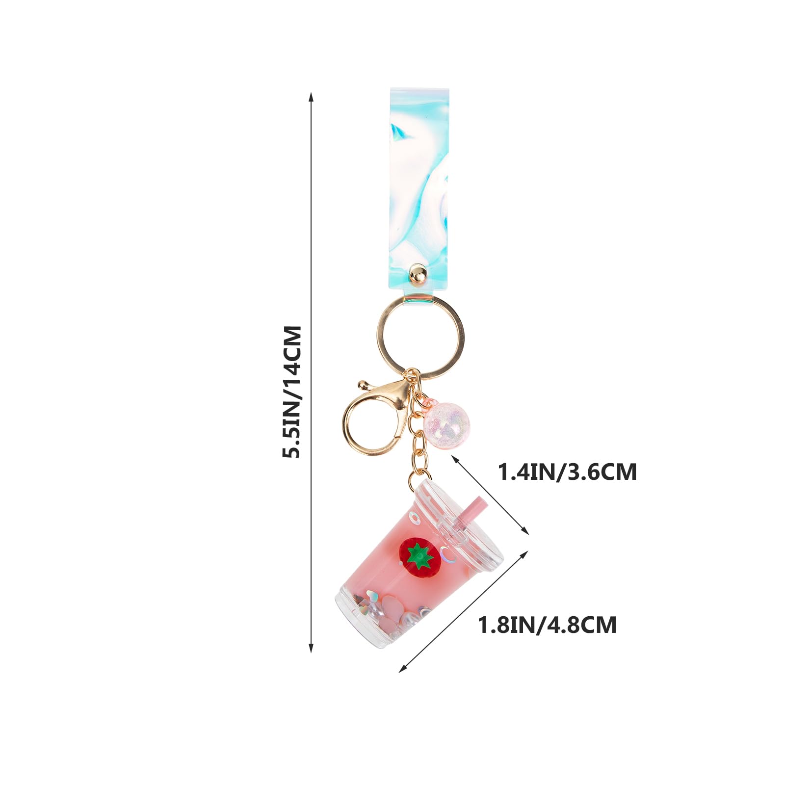 PRETYZOOM Boba Tea Keychain with Liquid Quicksand - Bubble Milk Tea Fruit Keychain - Acrylic Bag Charm for Backpacks, Purses & Gifts - Kawaii Drink Accessories for Teens & Girls