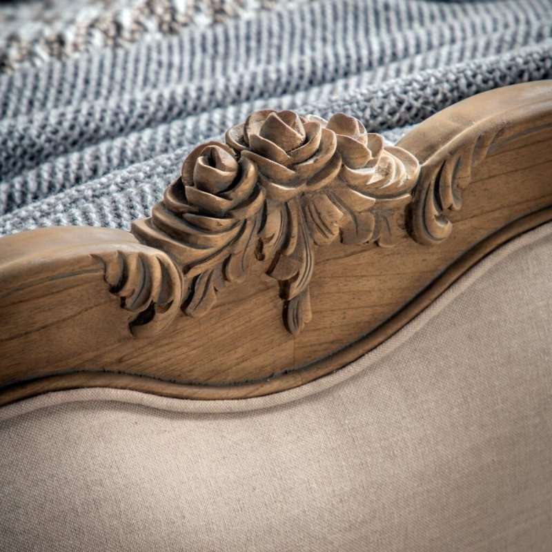 Hand Carved Solid Wooden Upholstered Bed Frame - Queen Size Luxury Bedroom Furniture for Master Bedroom & Guest Room