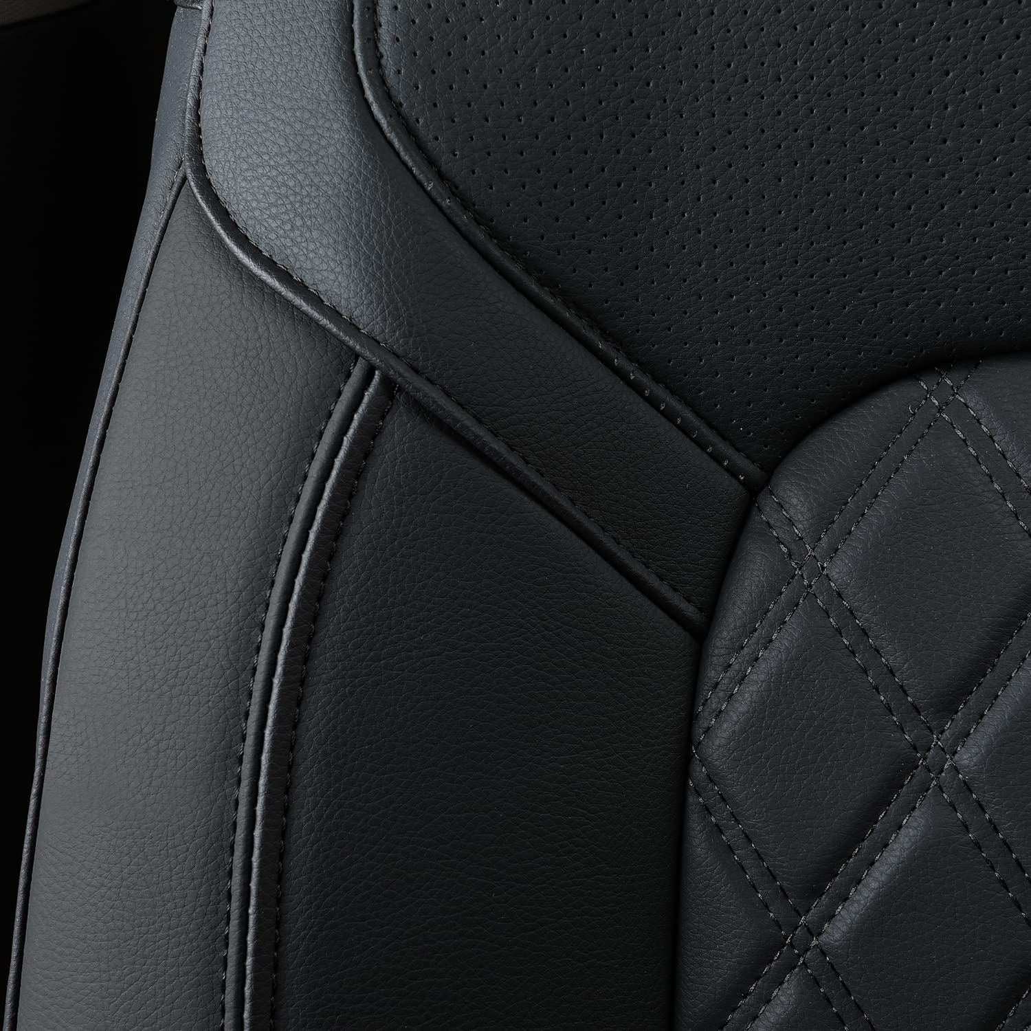 FEELiT Waterproof Seat Covers for Ram 1500 2019-2025 Crew Cab - Custom Fit Protectors for Bighorn/Laramie/Limited/Longhorn Pickup Trucks with 4/6 Split Flat Rear Seat (Full Set, Black) | Durable All-Weather Protection for Work & Outdoor Adventures