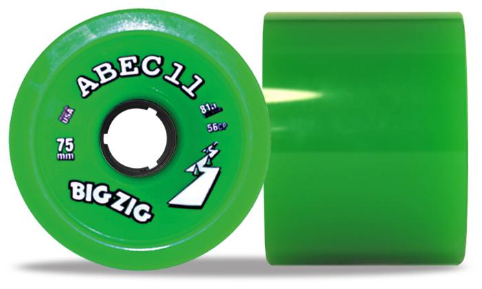 ABEC 11 BigZig HD 75mm Green Skateboard Wheels - 4 Pack Set for Longboard & Cruiser Skateboards - Perfect for Smooth Rides on Pavement & Skate Parks