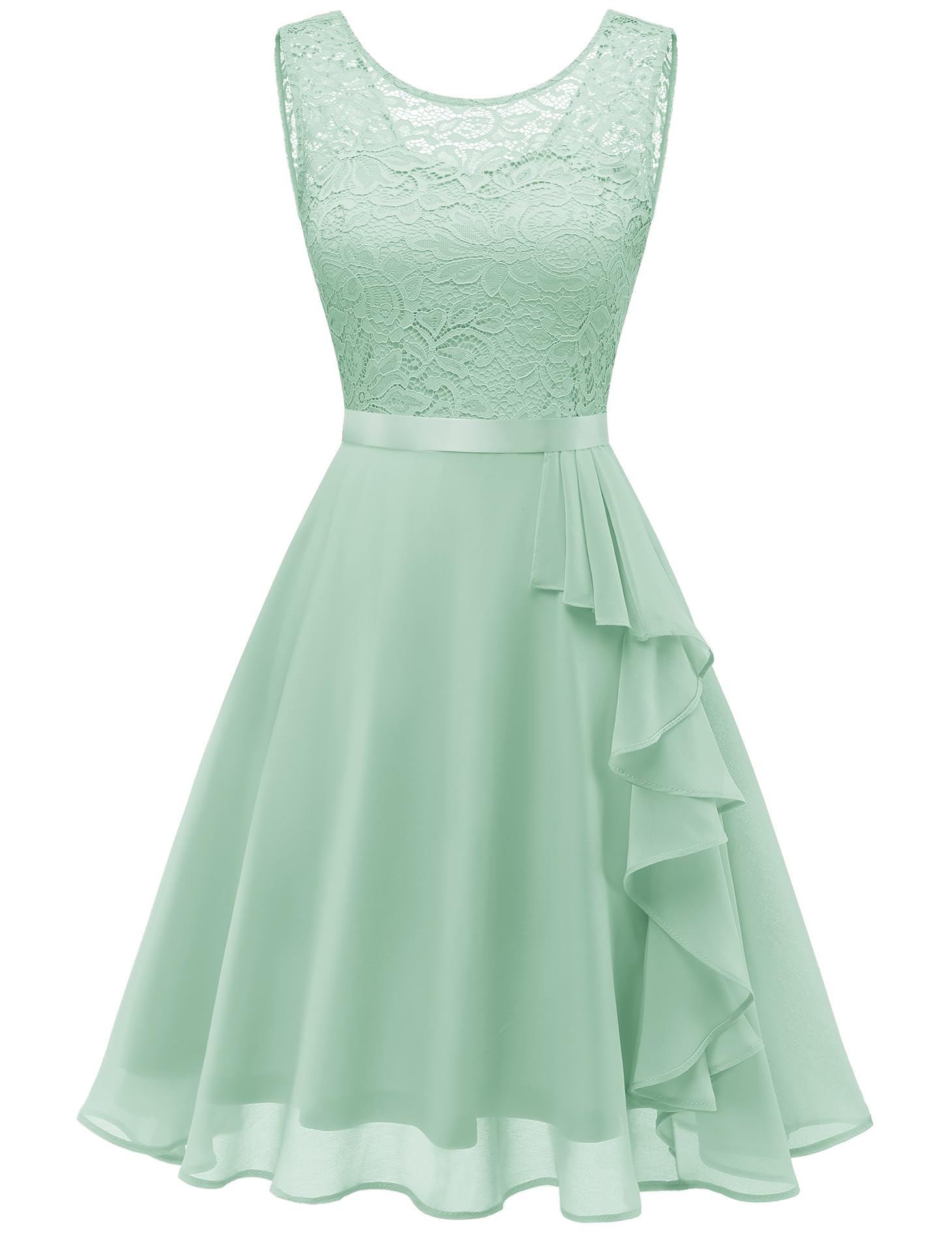 BeryLove Women's Cocktail Dresses for Prom, Wedding Guest & Bridesmaid - Short Sleeveless Lace Formal Dress with Ruffle Hem | Perfect for Evening Parties, Banquets & Special Occasions