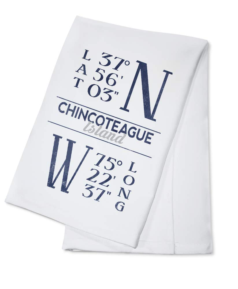 Chincoteague Island Virginia Coordinates Tea Towel - 100% Cotton Decorative Hand Towel for Kitchen & Home | Beach House Decor, Coastal Cottage Gift, Dish Drying Towel