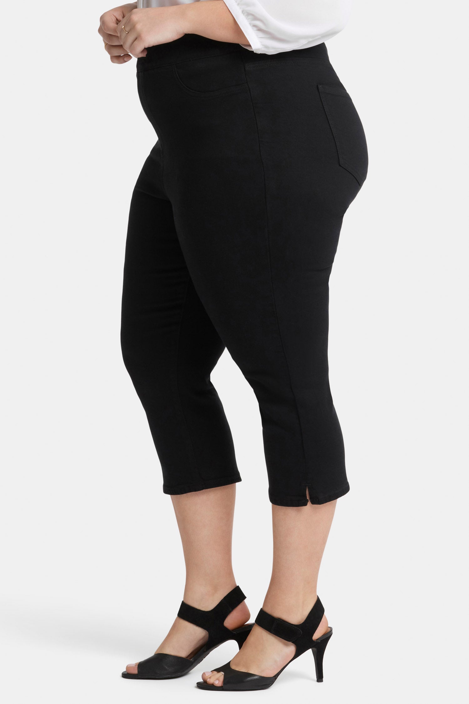 Dakota Crop Pull On Jeans for Women - Plus Size Overdye Black Stretch Denim Pants | Comfortable Casual Wear for Everyday Outfits & Work
