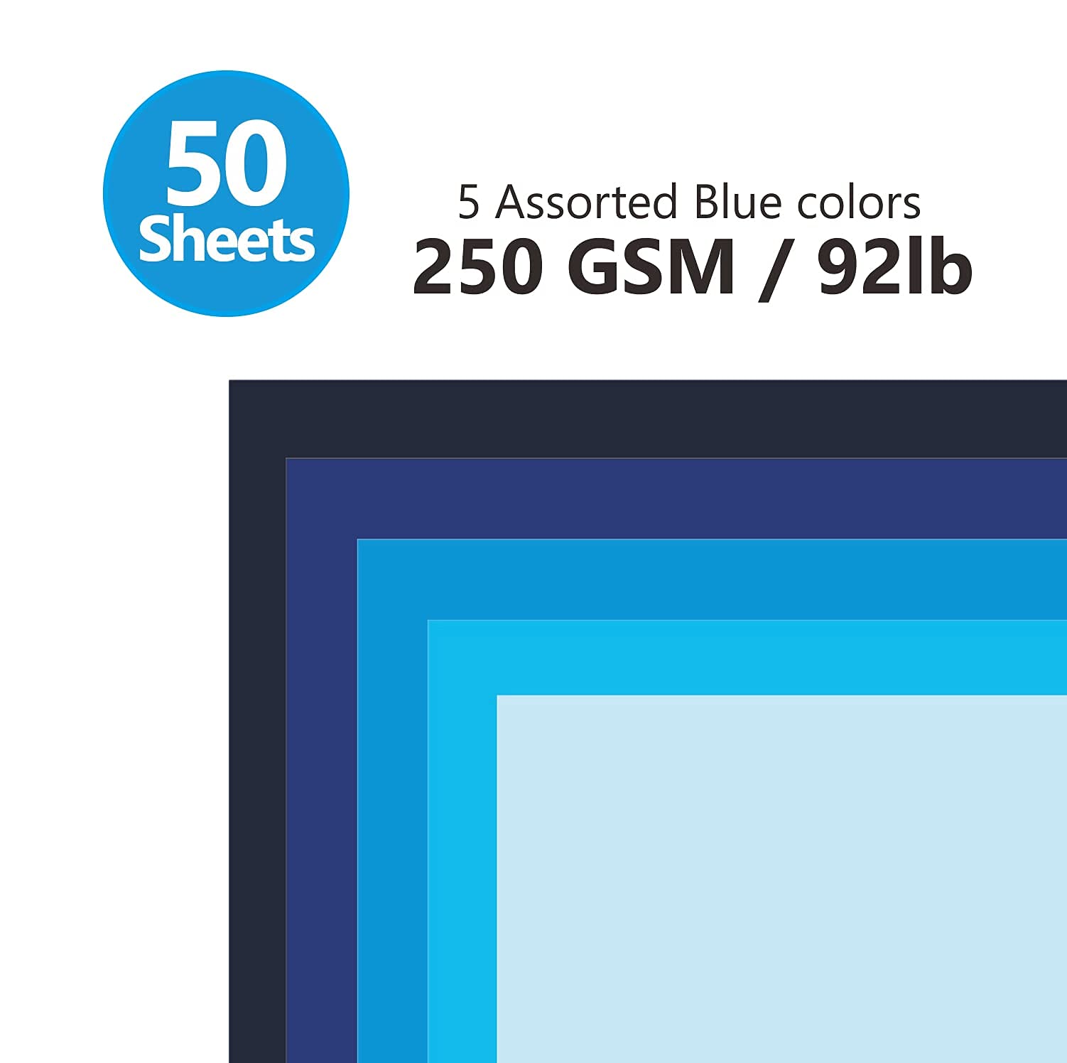 Premium Blue Navy Cardstock Paper - 50 Sheets, 8.5