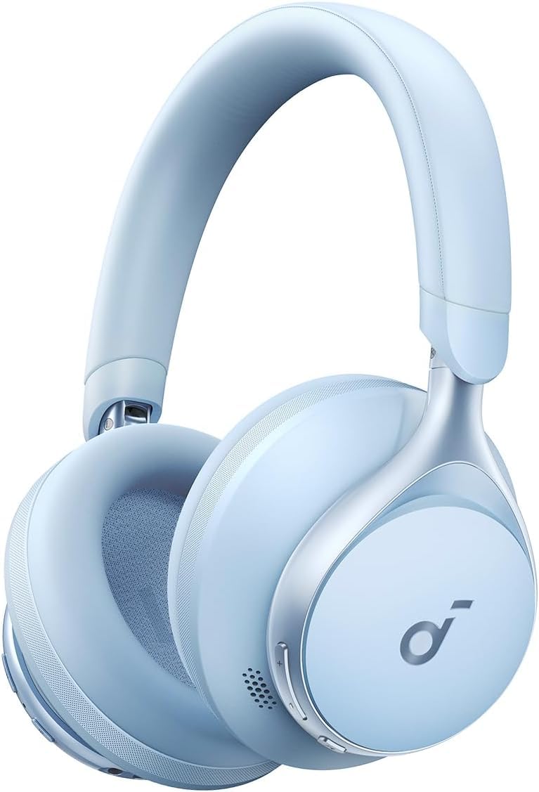 Anker Soundcore Space One Active Noise Cancelling Wireless Headphones (Renewed) - Sky Blue | Premium Sound Quality for Travel, Work & Study