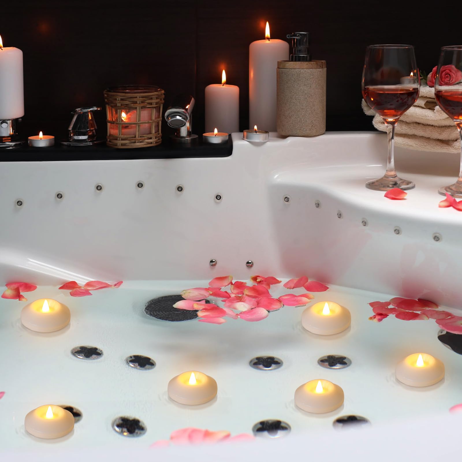 48 Pack LED Waterproof Floating Candles - Battery Operated Flameless Flickering Lights - Water Activated for Baby Showers, Weddings, Parties & Home Decor (Warm White) | Perfect for Pool Parties, Centerpieces & Romantic Ambiance