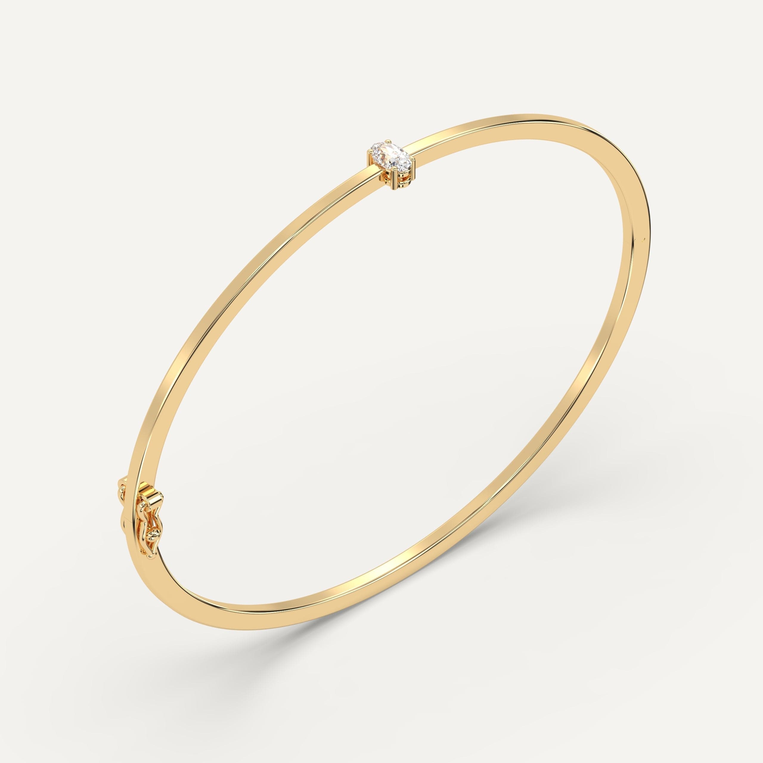 1/4 Carat Oval Diamond Solitaire Bangle Bracelet - Elegant 14K Gold Jewelry for Women - Perfect for Weddings, Anniversaries & Special Occasions