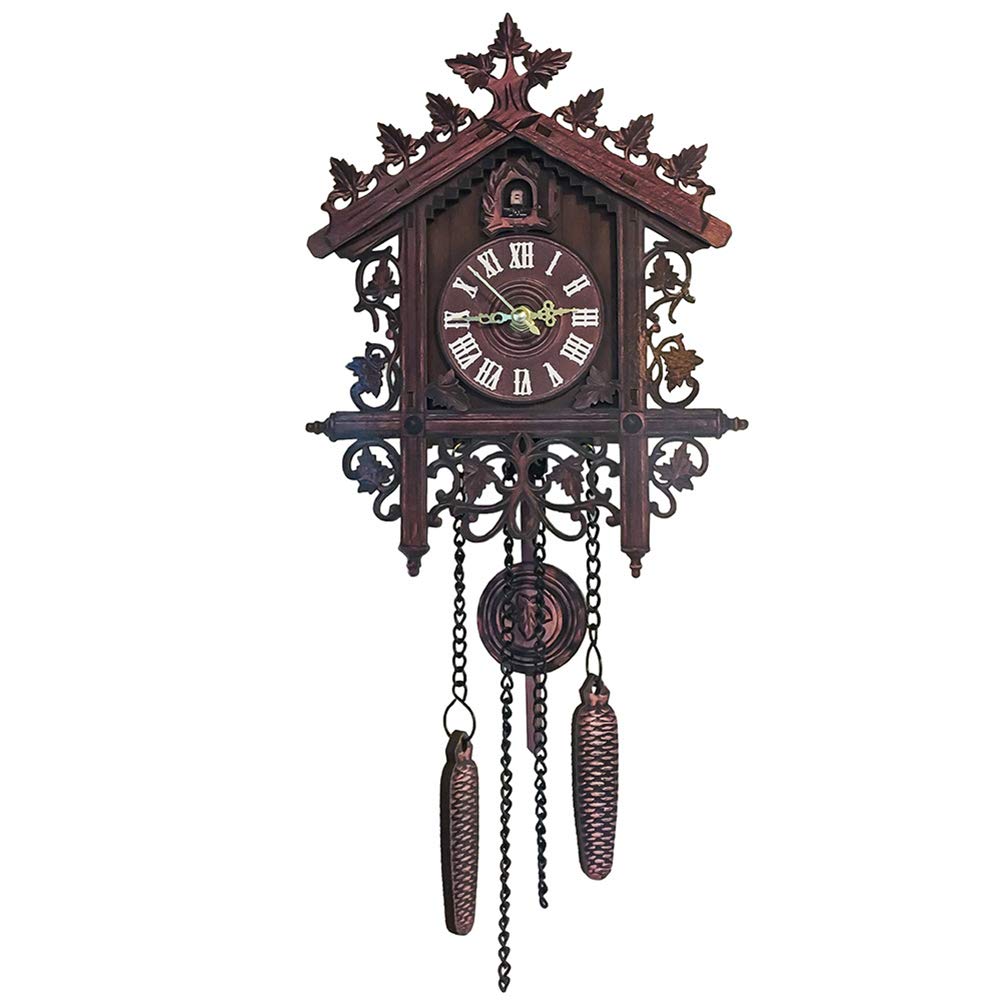 Vintage Wooden Tree House Cuckoo Wall Clock - Black Retro Home Decor for Living Room, Bedroom, Office | Silent Non-Ticking Wall Clock for Kitchen, Nursery, Classroom & Gift