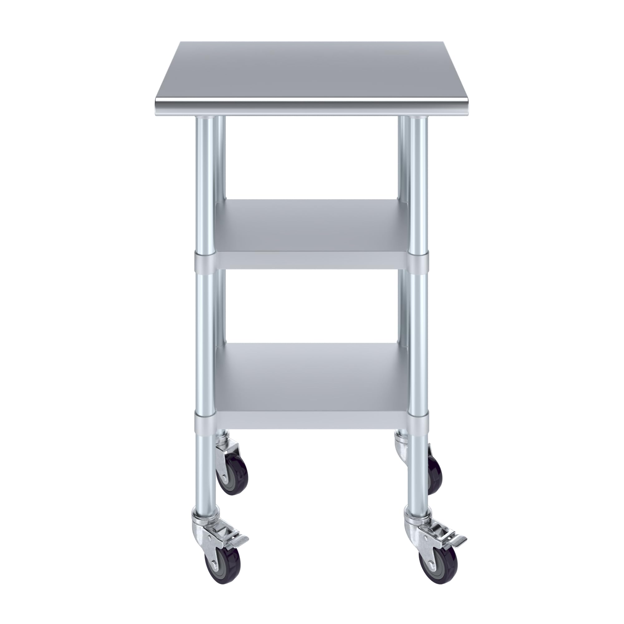 AmGood Stainless Steel Work Table with 2 Shelves & Wheels - 24