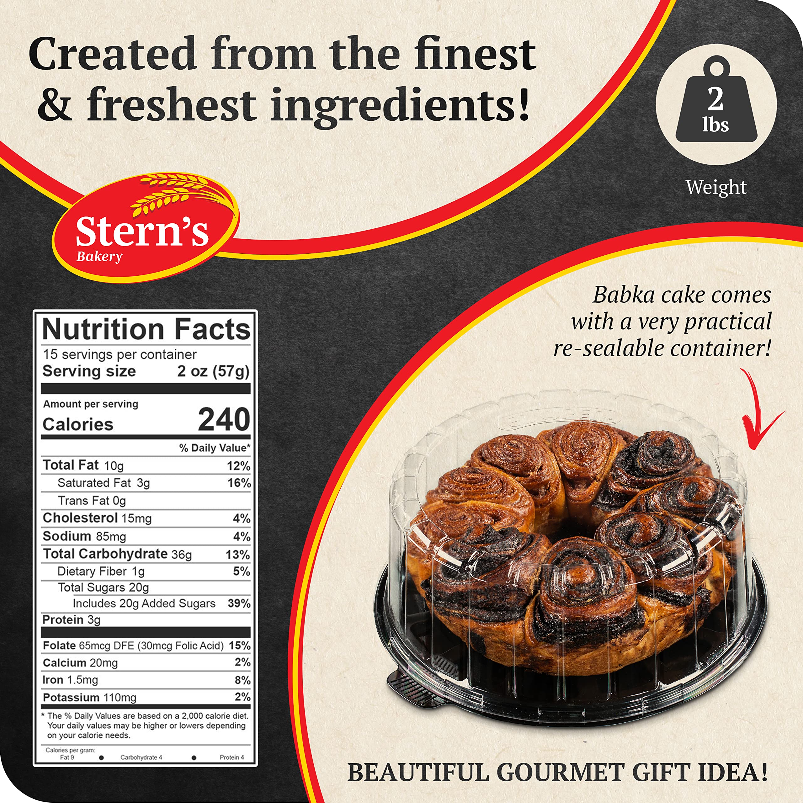 Delicious Chocolate & Cinnamon Babka Cake - 32oz Fresh Baked Babka Bread | Perfect Valentine's Day, Christmas & Thanksgiving Gift Basket | Thoughtful Present for Men, Women, Colleagues & Friends | Great for Holiday Parties, Breakfast Treats & Coffee Pairings