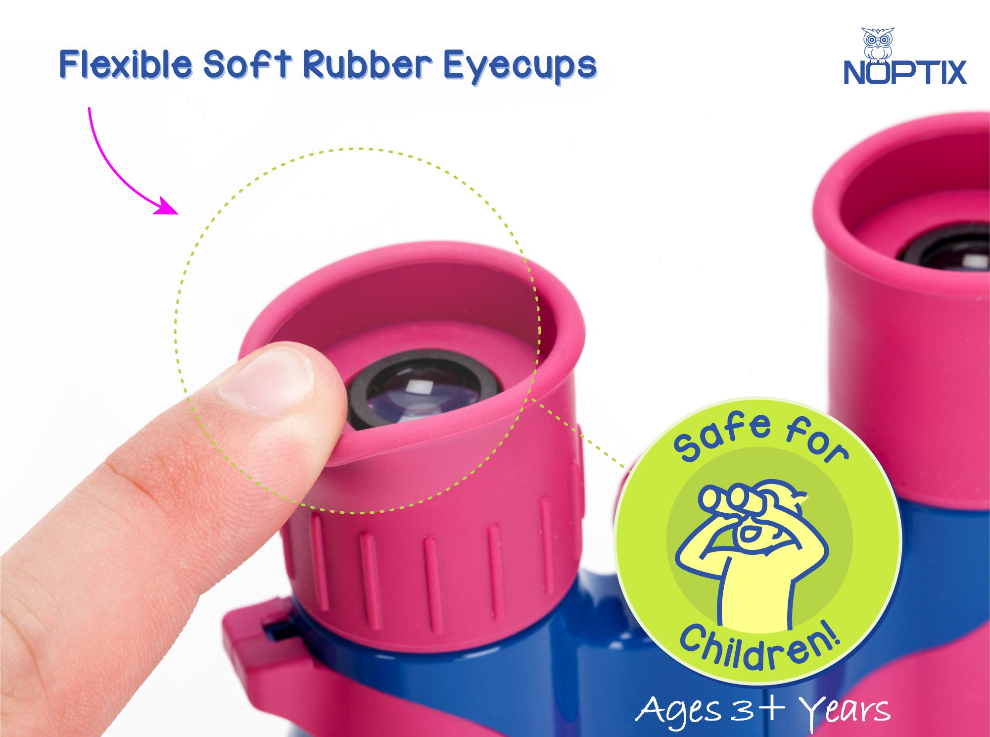 Kids Binoculars for Outdoor Exploration - Real Binoculars for Boys & Girls in Vibrant Pink/Blue - Includes 40-Species Bird Sticker Book - Perfect for Bird Watching, Hiking, Camping & Nature Adventures