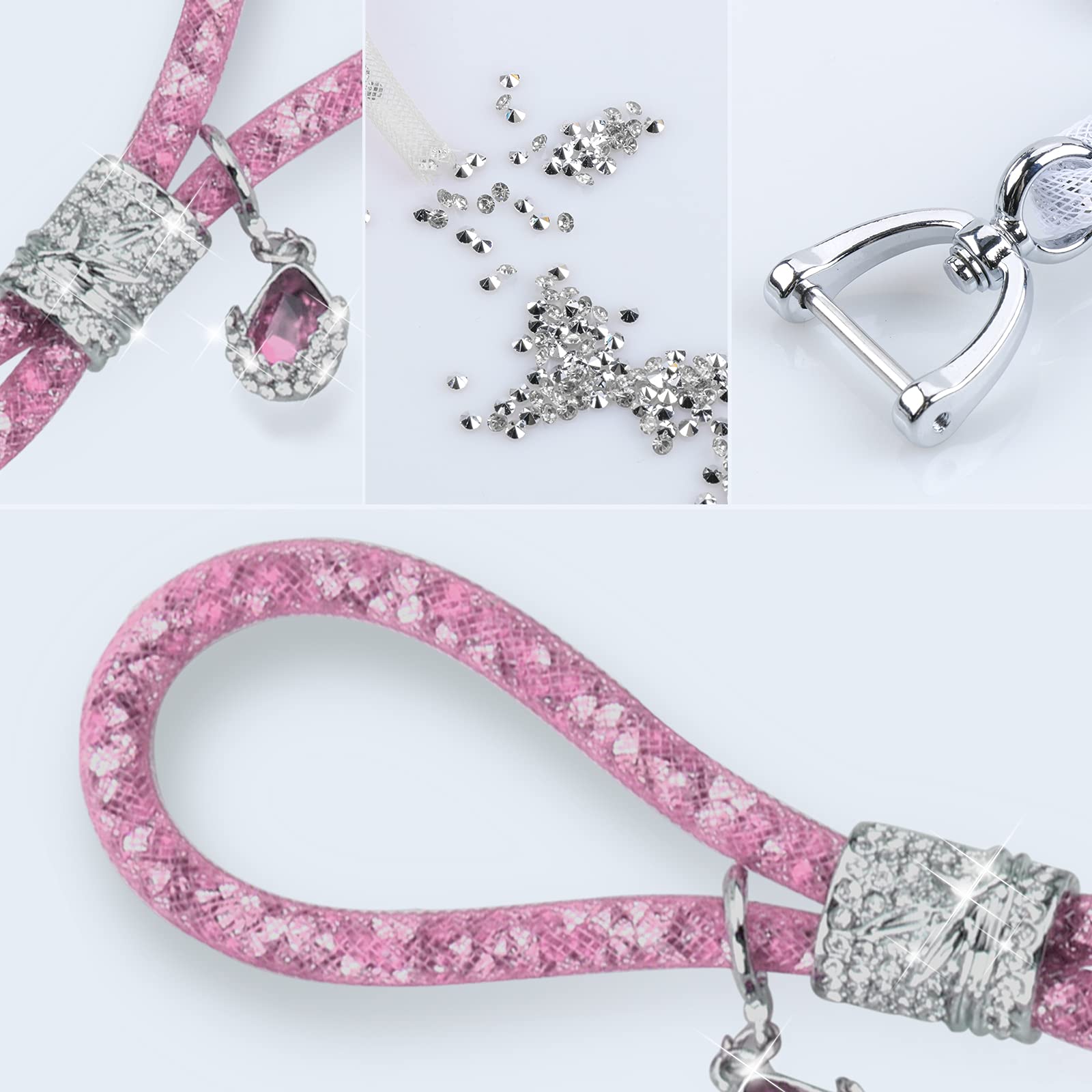 Elegant Crystal Rhinestone Keychain for Women - Bling Pink Key Holder with Sparkling Stones | Perfect Gift for Her, Car Keys, Purse Accessories & Everyday Use