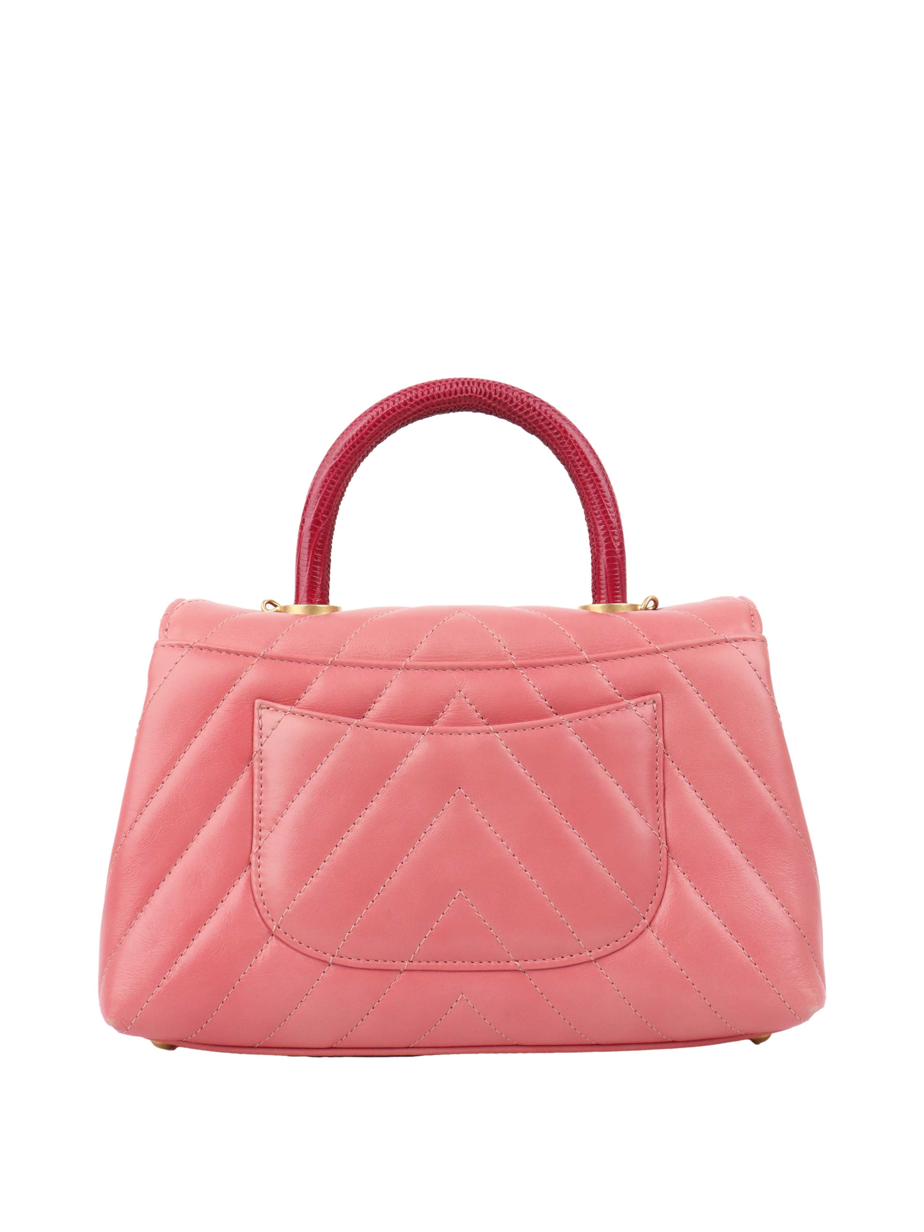 Chanel Small Pink Chevron Coco Handle Bag - Luxury Designer Crossbody Purse for Women, Perfect for Parties, Dating & Special Occasions