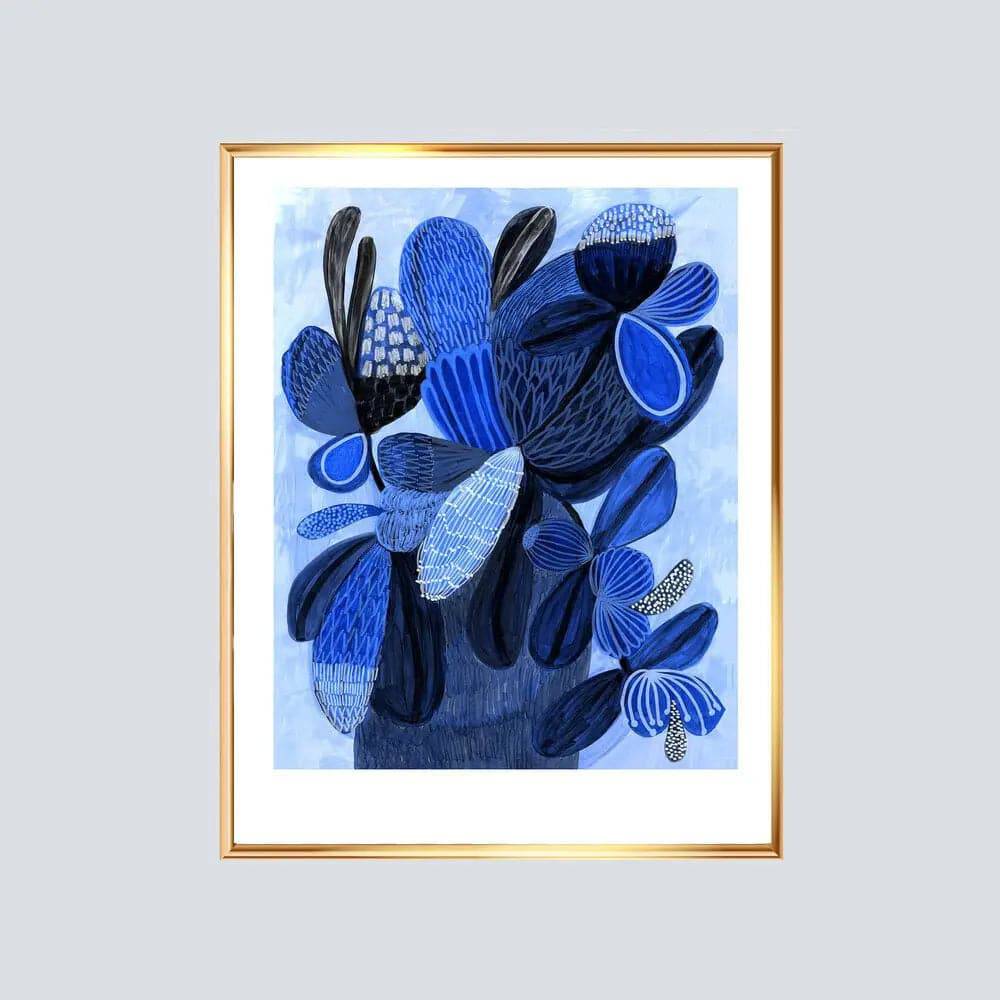 Wild Blue Bunch Abstract Art Print - Modern Wall Decor for Living Room, Bedroom & Office - Perfect for Home & Office Decor