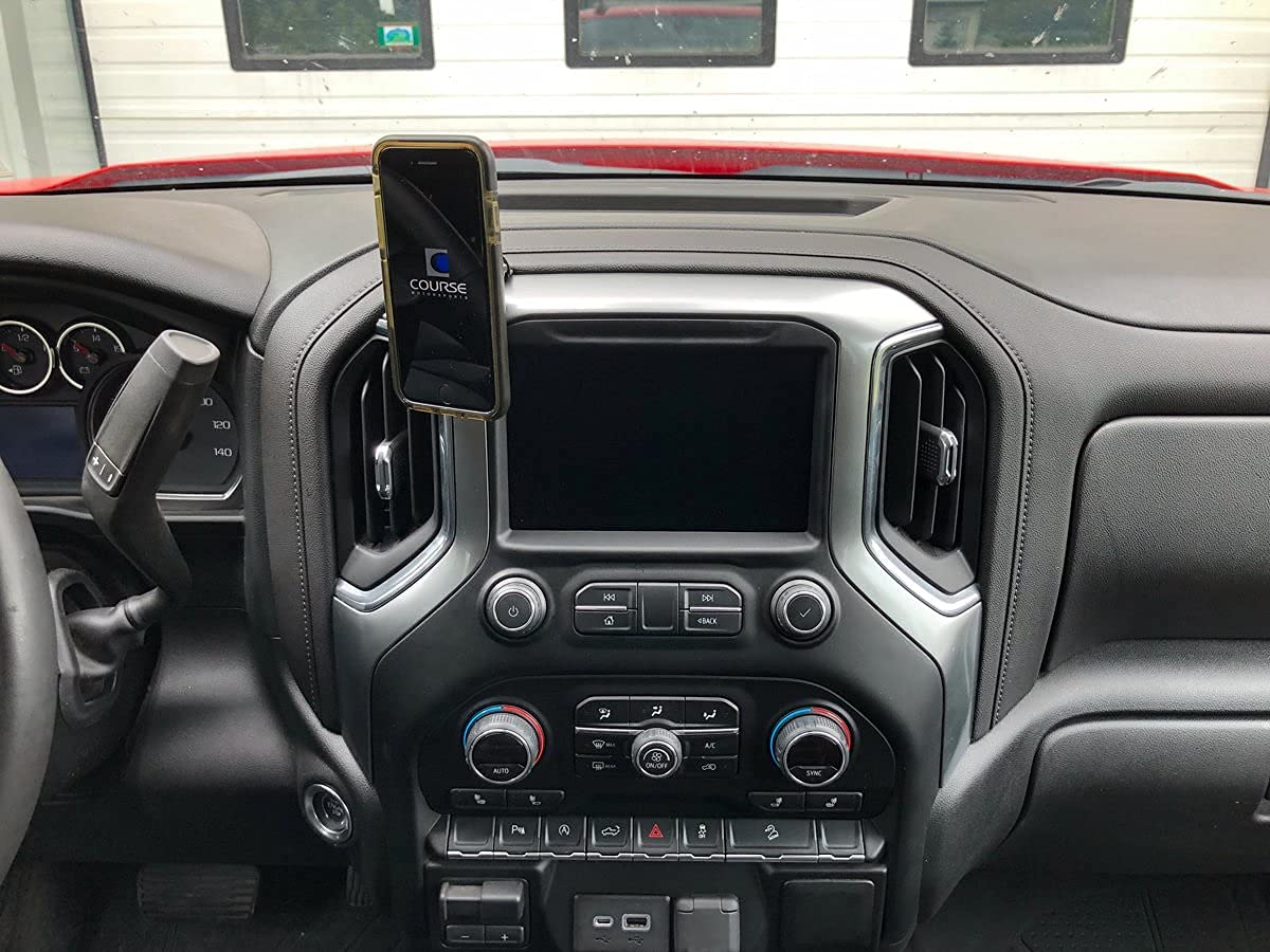 Course Motorsports DirectFit Automatic Gripping Wireless Charging Car Phone Mount Holder for Chevrolet/GMC 1500 (2019+), 2500 & 3500 (2020+) - Fast Charging Phone Stand for Truck & SUV (Black) - Perfect for Road Trips, Commuting & Hands-Free Navigation
