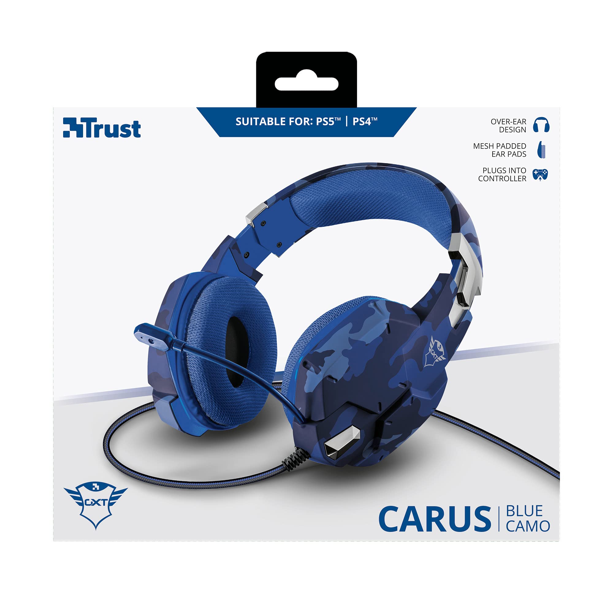 Trust GXT 322D Wired Gaming Headset with Flexible Microphone for PS4 & PS5 - Blue Medium - Noise Cancelling Over-Ear Headphones for PC, Xbox, Playstation Gaming & Online Classes