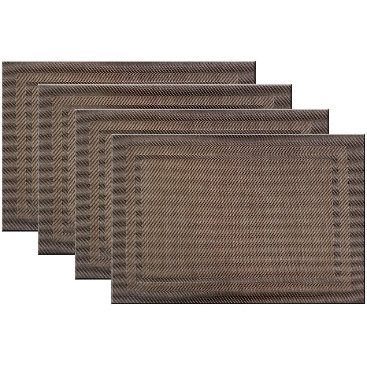 Bright Dream Easy Clean Woven Plastic Placemats Set of 4 - Waterproof Stain-Resistant Kitchen Table Mats for Dining Room, Coffee Time & Outdoor Picnics (Coffee Brown)