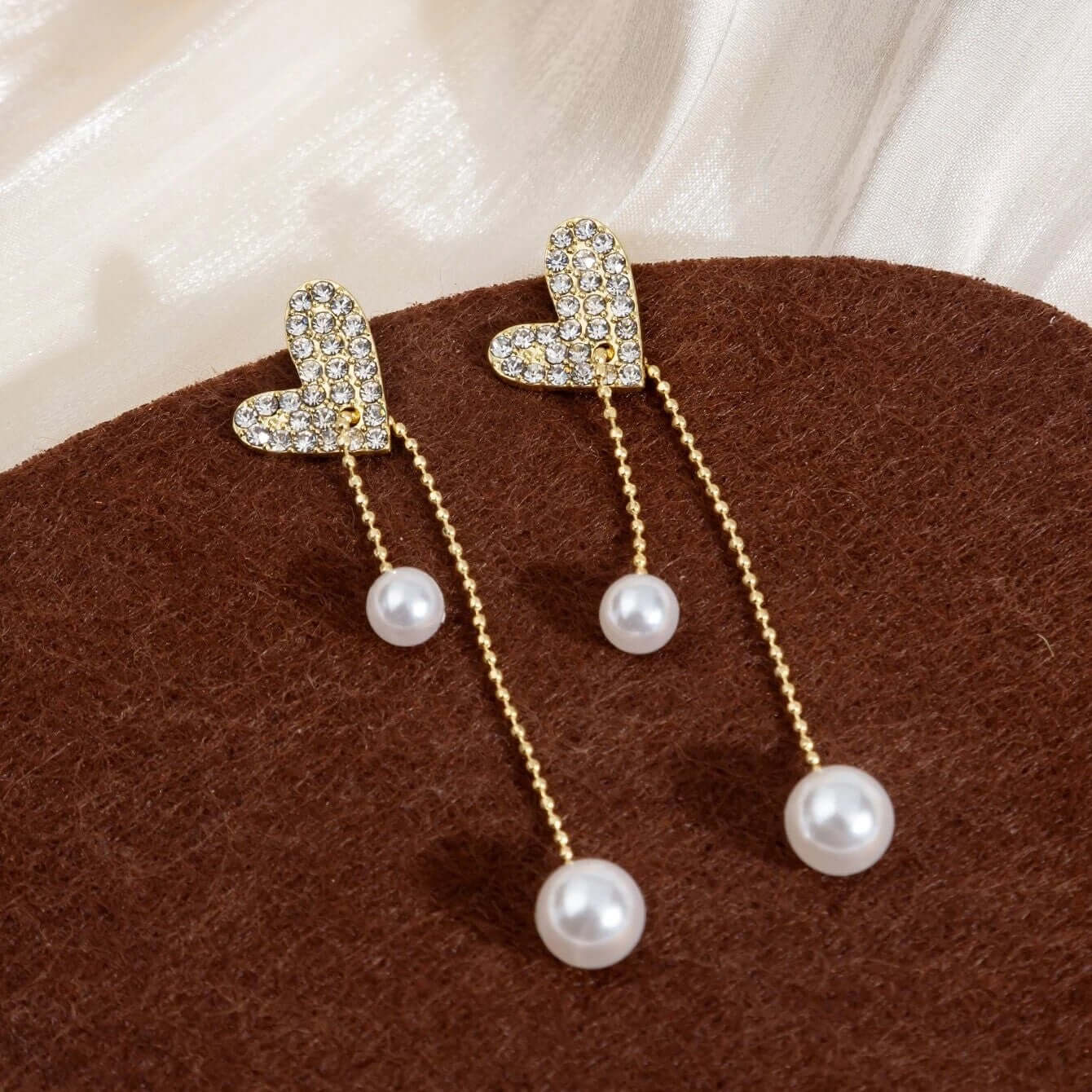 Pearl Heart Tassel Drop Earrings for Women - Elegant Dangling Jewelry Gift for Valentine's Day, Anniversary & Special Occasions | A7430