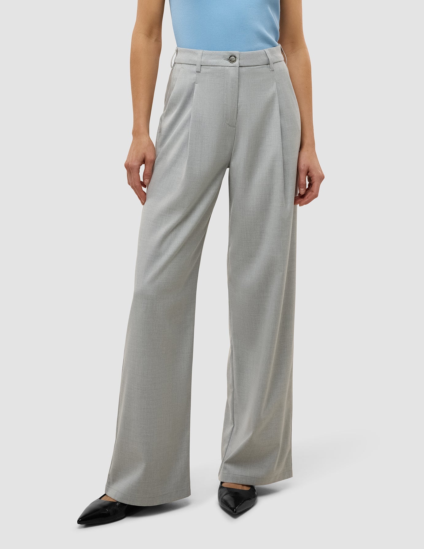 Women's Skye Wide Leg Pants in Grey Pine Melange - Comfortable & Stylish for Work, Travel & Casual Wear