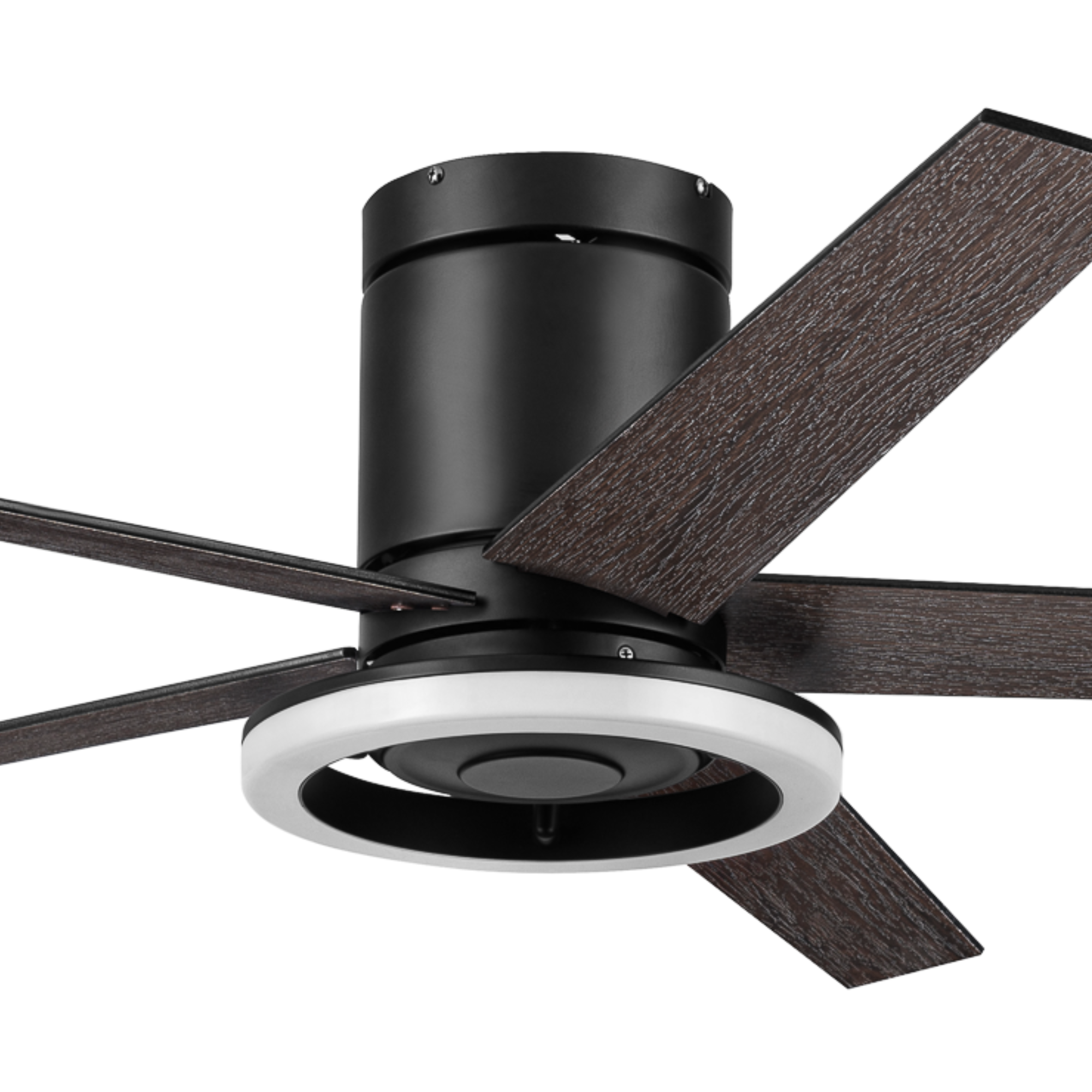 52 Inch Honeywell Graceshire Matte Black Ceiling Fan with LED Ring Light & Remote Control - Perfect for Living Room, Bedroom, and Outdoor Patio Cooling