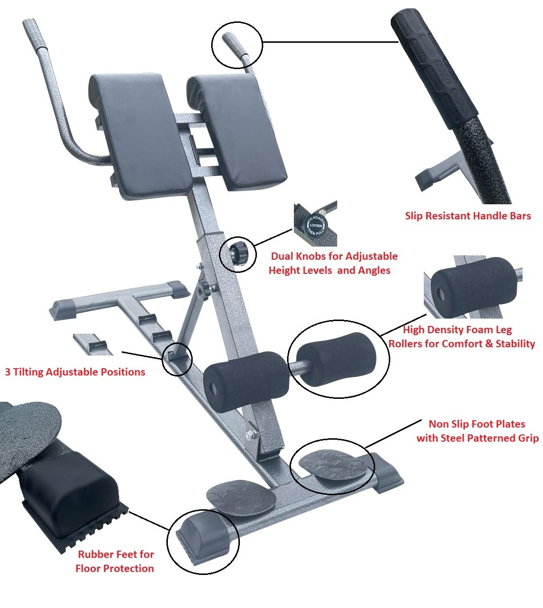 X Factor Hyperextension Roman Chair - Adjustable Hyper Bench for Core Strength Training, Ab Workouts & Back Exercises | Multi-Functional Home Gym Equipment with Dip Station & Foldable Design | Perfect for Home Workouts, CrossFit & Strength Training