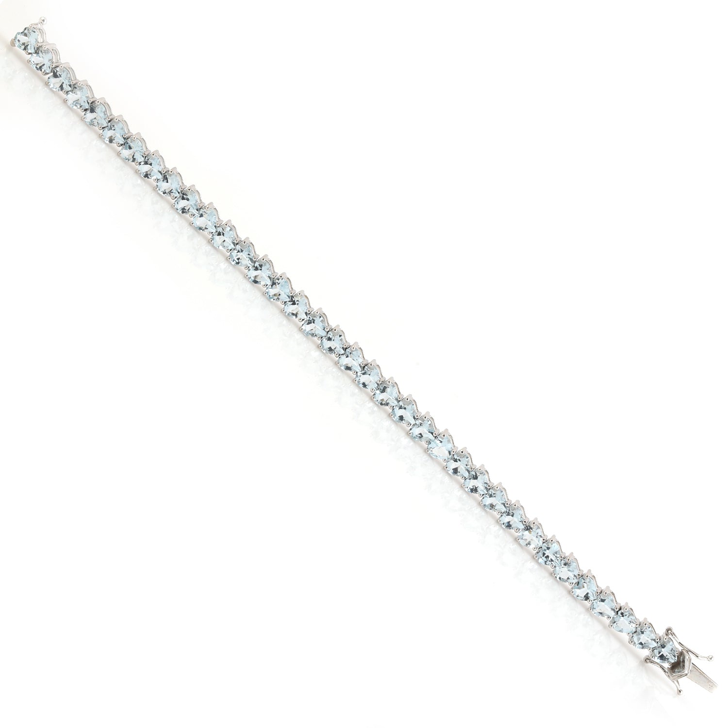 18K White Gold Heart Shaped Aquamarine Bracelet - Elegant Jewelry Gift for Women, Anniversary, Birthday & Valentine's Day - Perfect for Romantic Occasions & Special Celebrations