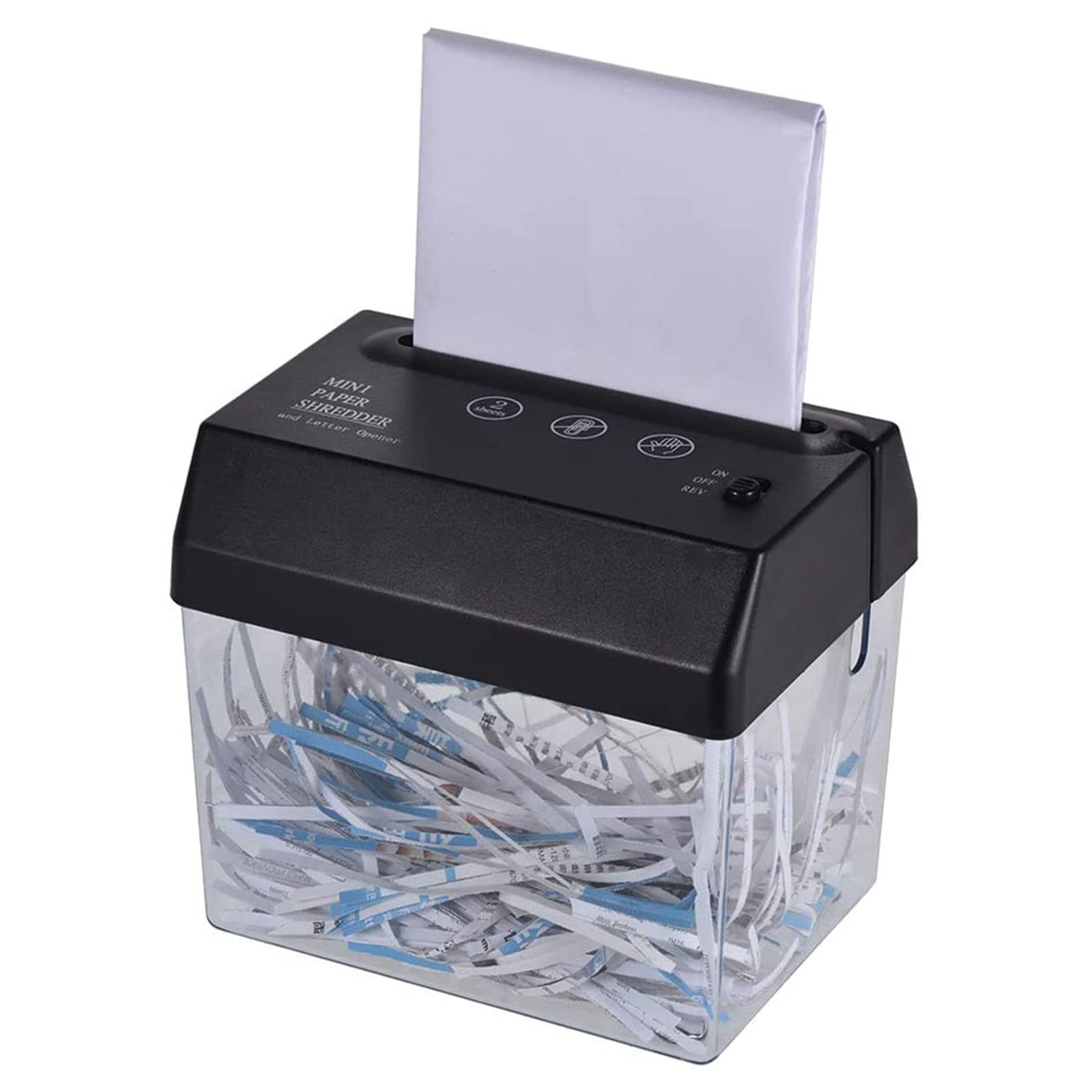 USB & Battery Powered Mini Desktop Paper Shredder - Portable Electric Home Office Document Shredder for Confidential Files (Black) | Ideal for Home, Office & Travel Use