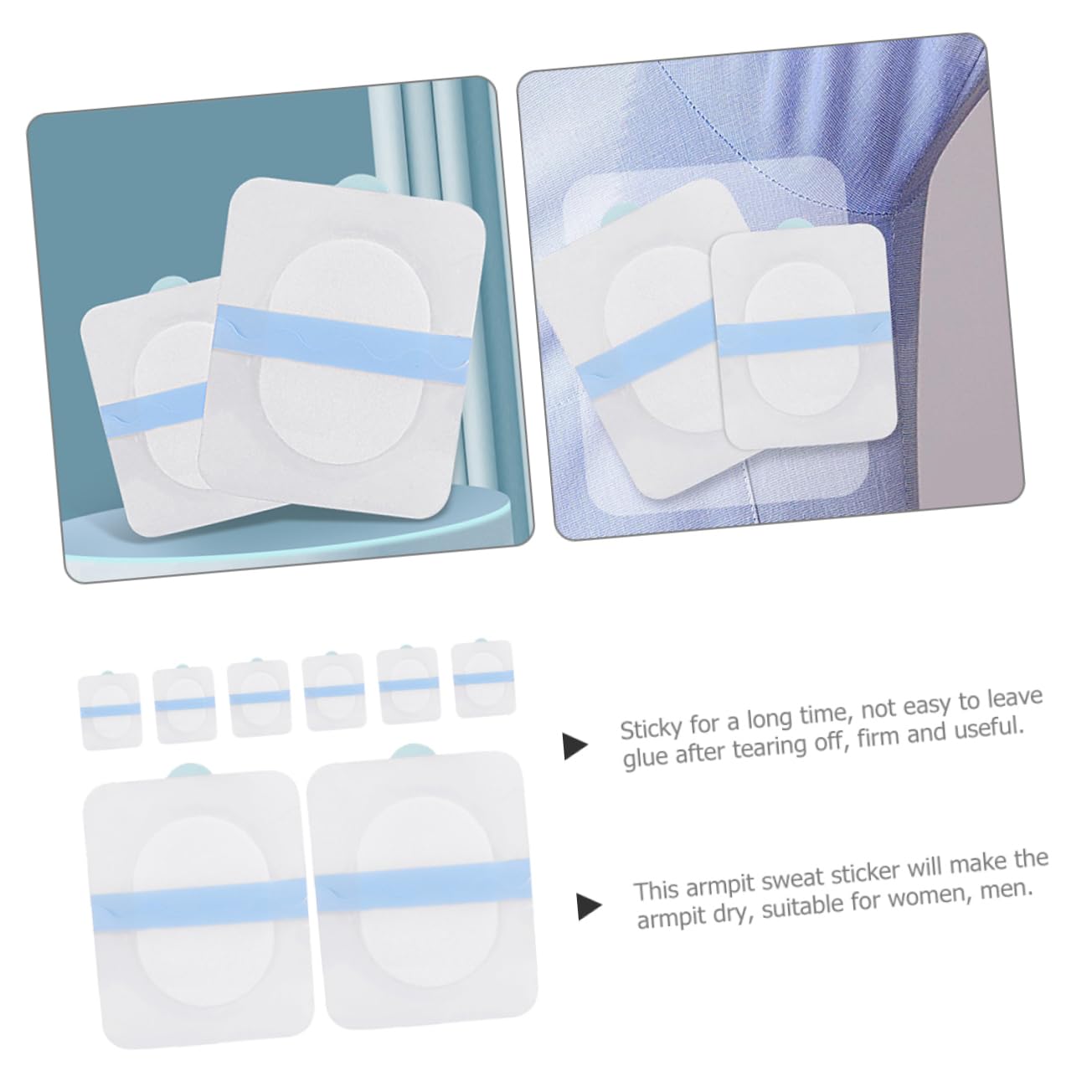 Baluue 2 Pack Underarm Sweat Stickers for Women - Absorbent Cotton Anti-Perspirant Pads with Release Paper (8 Sheets Each) - Stay Fresh & Dry All Day for Workouts, Yoga, and Daily Wear