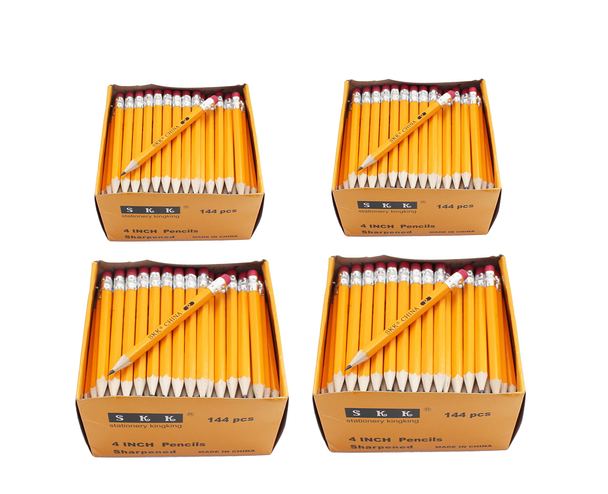 SKKSTATIONERY #2 HB Pencils with Erasers - 144/Box for School & Office Use
