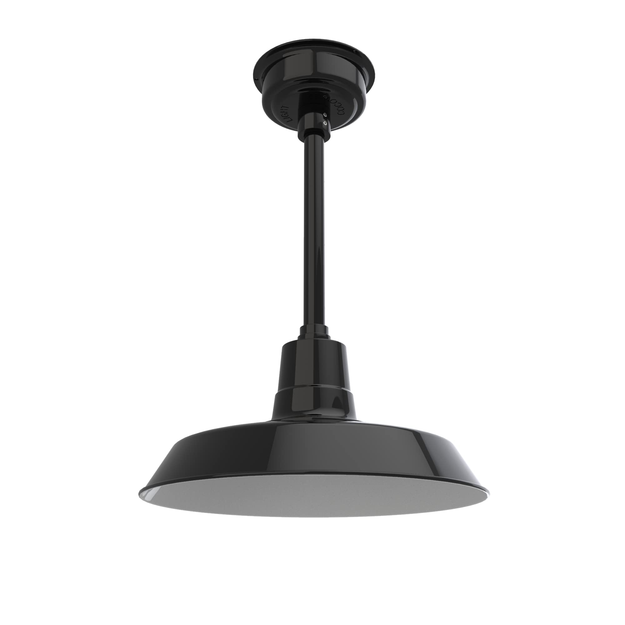 Cocoweb 16 Inch Vintage LED Pendant Barn Light - Black Industrial Farmhouse Ceiling Fixture with Adjustable Down Rod for Kitchen, Dining Room & Porch Lighting