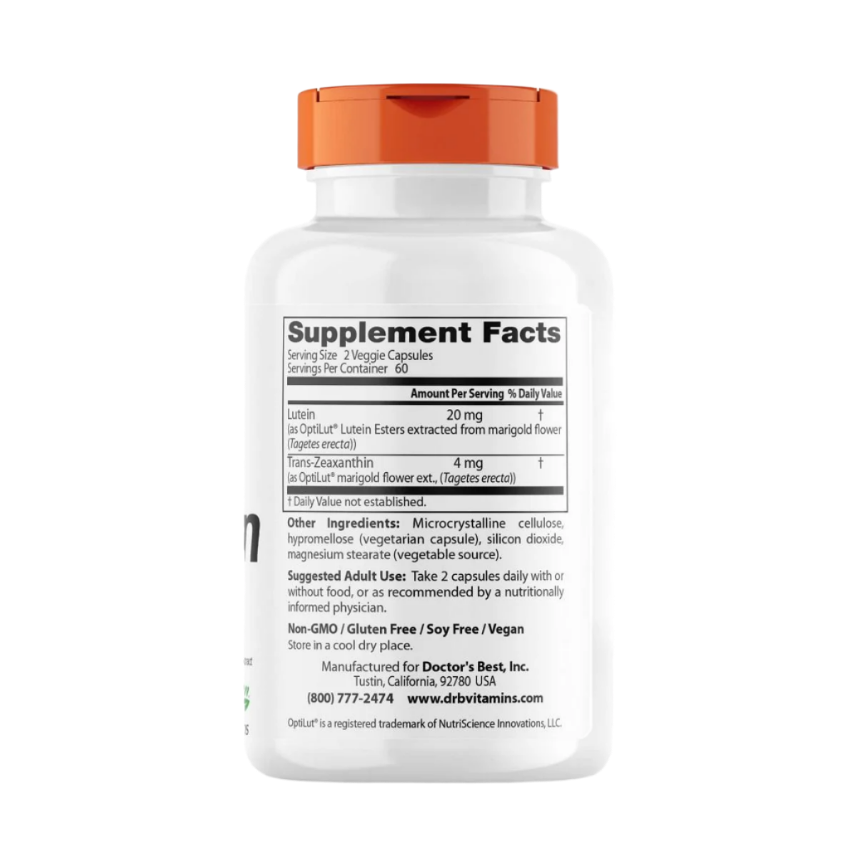 Doctor's Best Lutein from OptiLut 10mg - 120 Vegetarian Capsules for Eye Health & Vision Support - Perfect for Computer Users & Night Driving