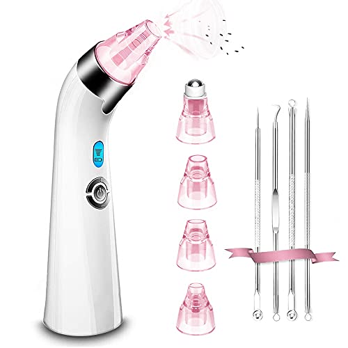 Electric Blackhead Remover Vacuum - 5 Power Levels & 4 Probes for Deep Pore Cleaning | Home & Travel Use