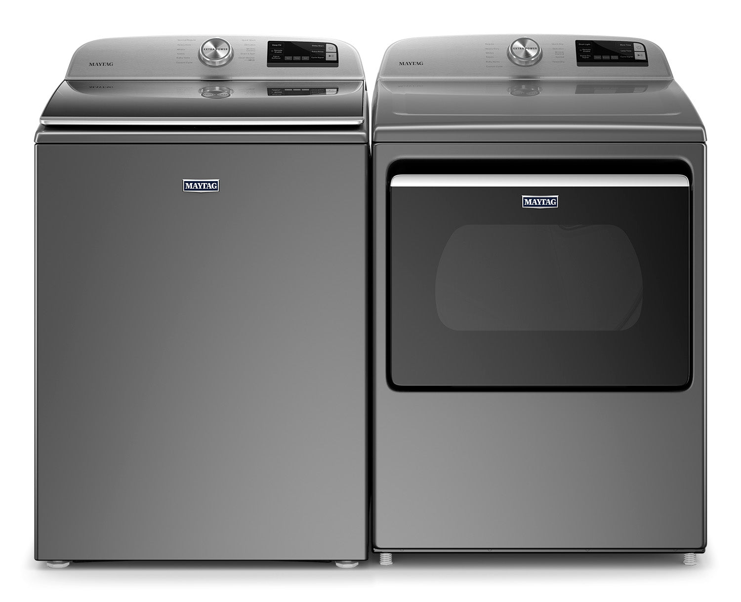Maytag Metallic Slate 5.4 cu. ft. Smart Top Load Washer & 7.4 cu. ft. Electric Dryer Set (MVW6230HC/YMED6230HC) - Perfect for Large Families & Laundry Rooms