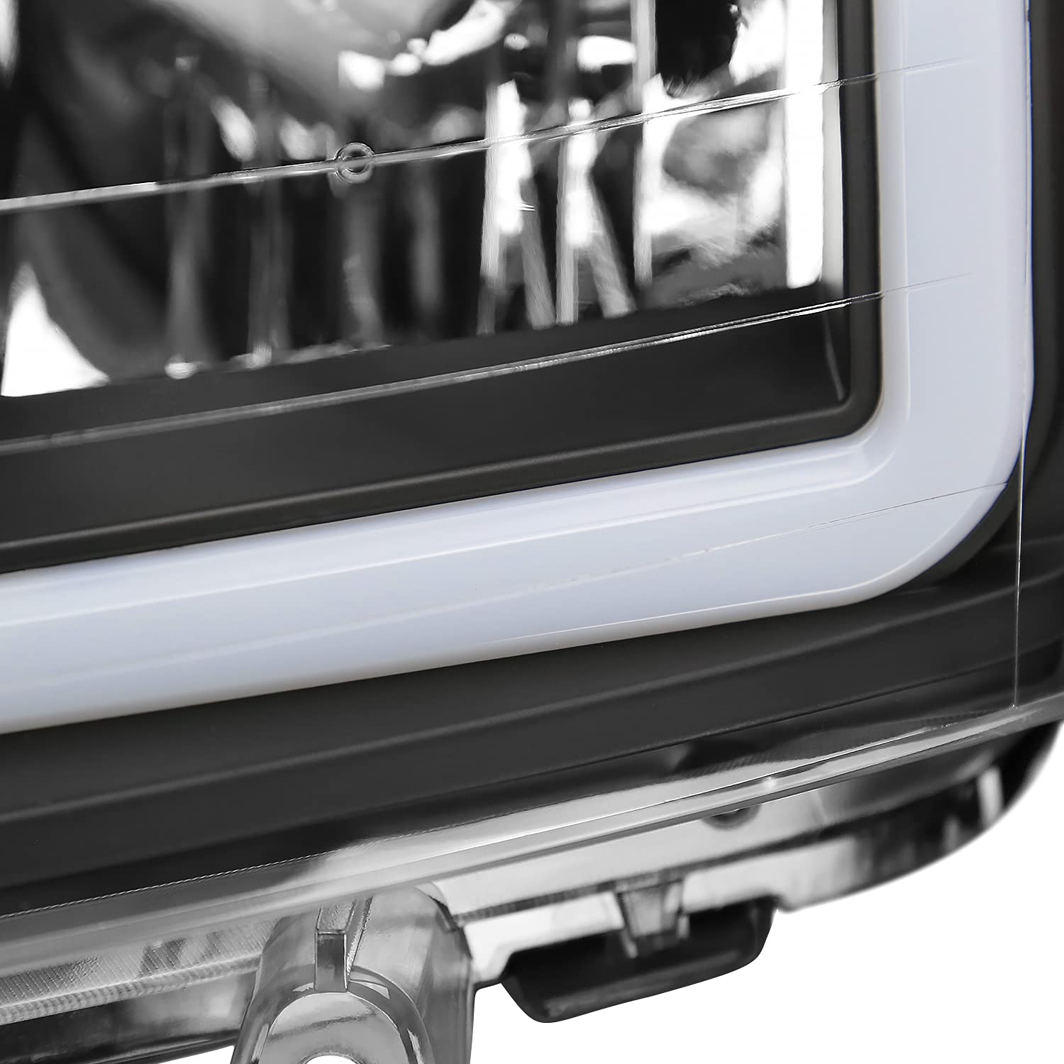 Spec-D Tuning Black LED Headlights with Light Bar - Compatible with 2004-2015 Nissan Titan & 2004-2007 Armada - Left & Right Headlamp Assembly Pair - Upgrade for Night Driving & Off-Road Adventures