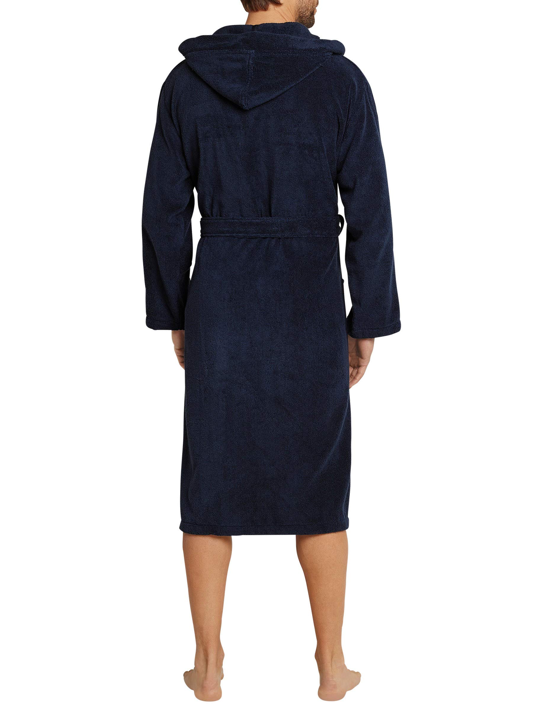 Men's Cotton Hooded Bathrobe - Soft & Absorbent Navy Blue Beach Robe for Spa, Pool & Lounge - Size S