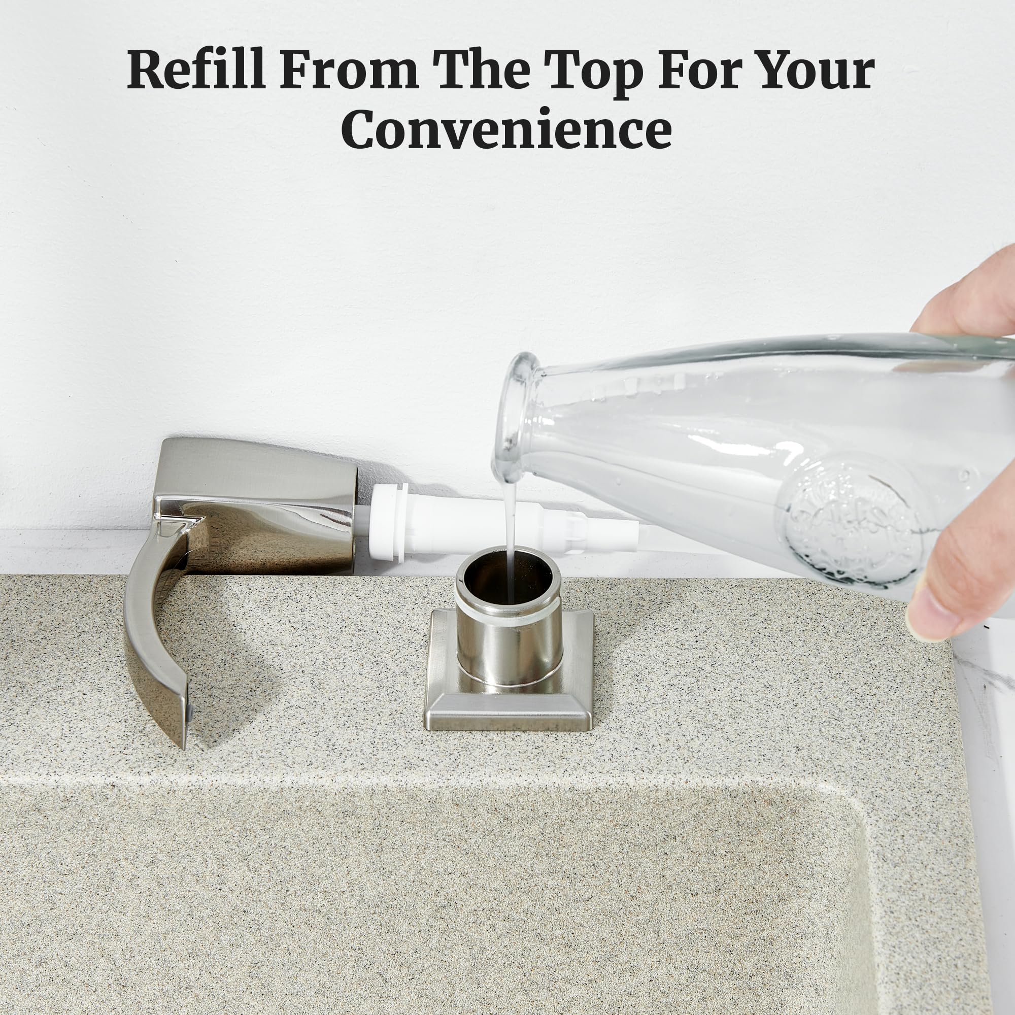 Ultimate Unicorn Kitchen Sink Soap Dispenser - Brushed Nickel ABS Plastic with 13oz Bottle | Built-in & Under Sink Mount | Perfect for Modern Kitchens, Bathrooms & RV Use