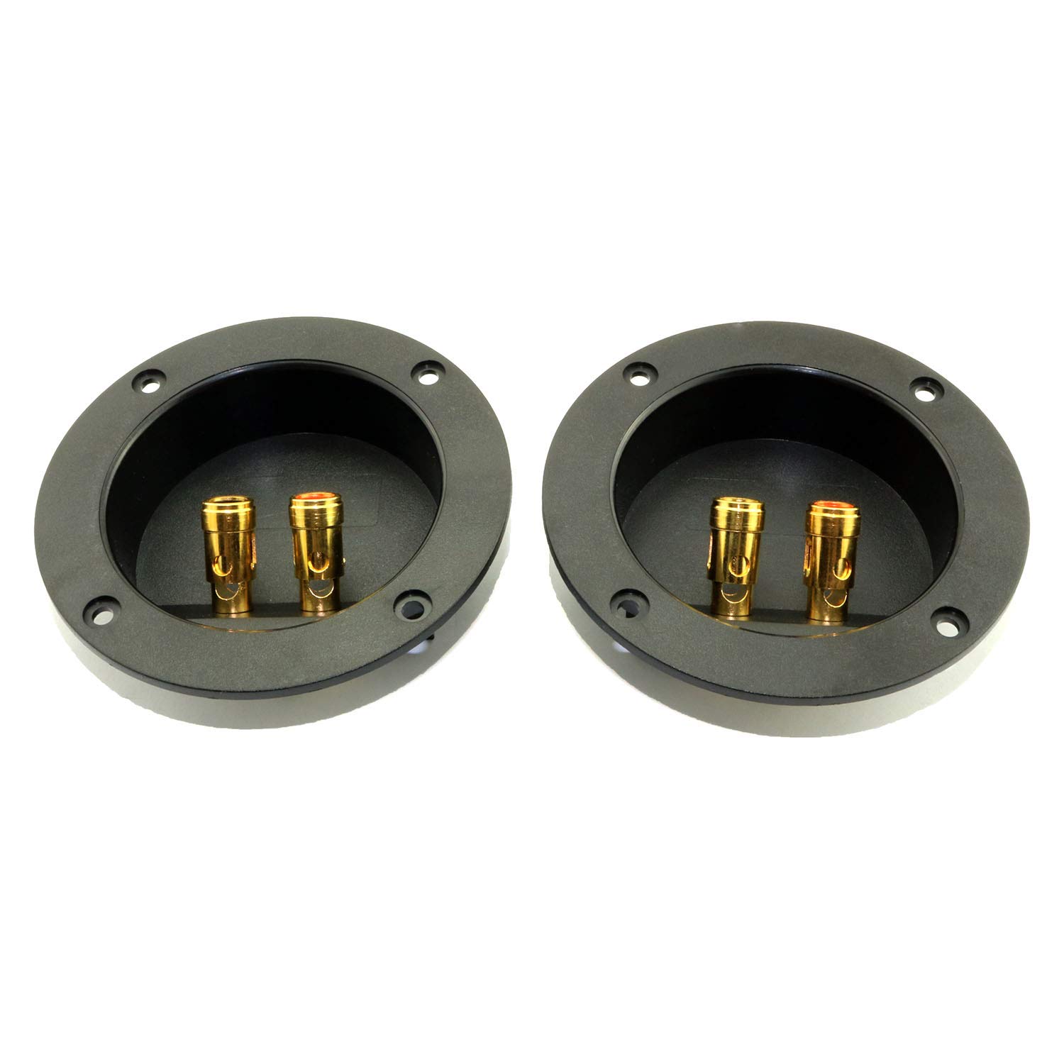 2PCS 4-Inch Round Screw-in Speaker Box Terminal Cup Binding Post - Gold Plated Connectors for Car Audio & Home Theater Speaker Systems - Easy Installation for DIY Speaker Projects & Audio Upgrades