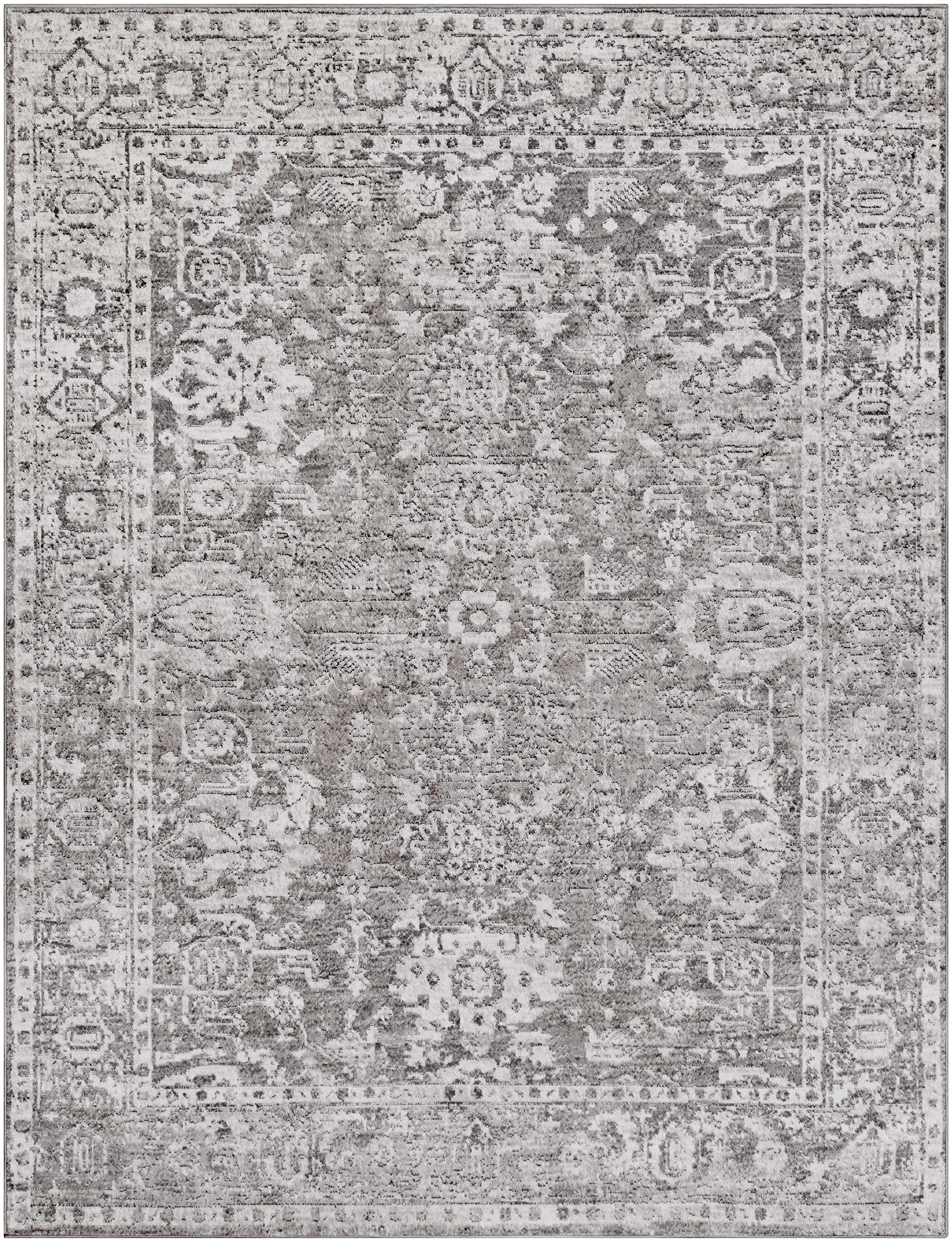 Hauteloom Tripp Transitional Area Rug - Soft Gray and White - 7'10