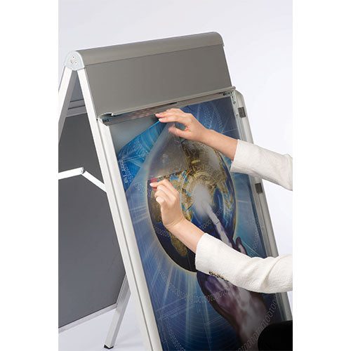 30x40 Euro Style A Board Sign Holder with Logo Plates | Double Snap Frames for 30x40 Poster Signs | Perfect for Retail Stores, Restaurants & Outdoor Advertising