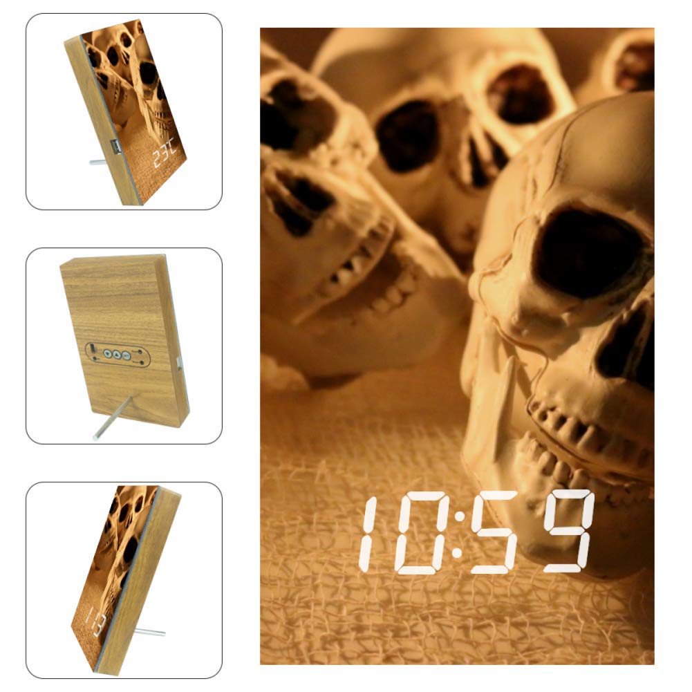AISSO Horror Skulls LED Digital Alarm Clock - Spooky Night Light for Bedroom, Kitchen, Office & Home Decor - Perfect for Halloween, Gothic Room & Horror Theme Parties