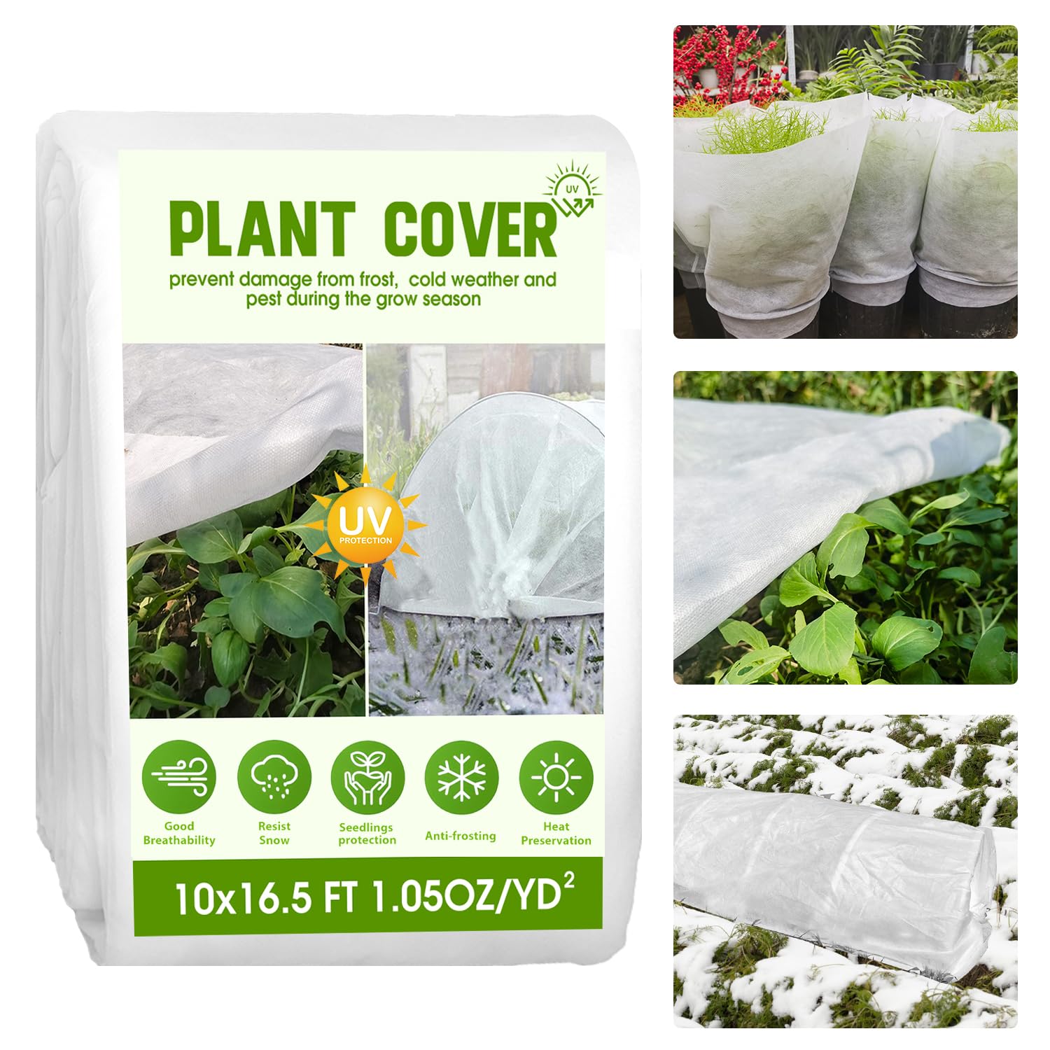 10'x16.5' Winter Plant Covers for Outdoor Garden Protection - Thick Floating Row Cover & Freeze Protection Blanket - Perfect for Christmas Snow Decoration & Seasonal Plant Care (Ideal for Frost Protection, Winter Gardening, and Holiday Decor)
